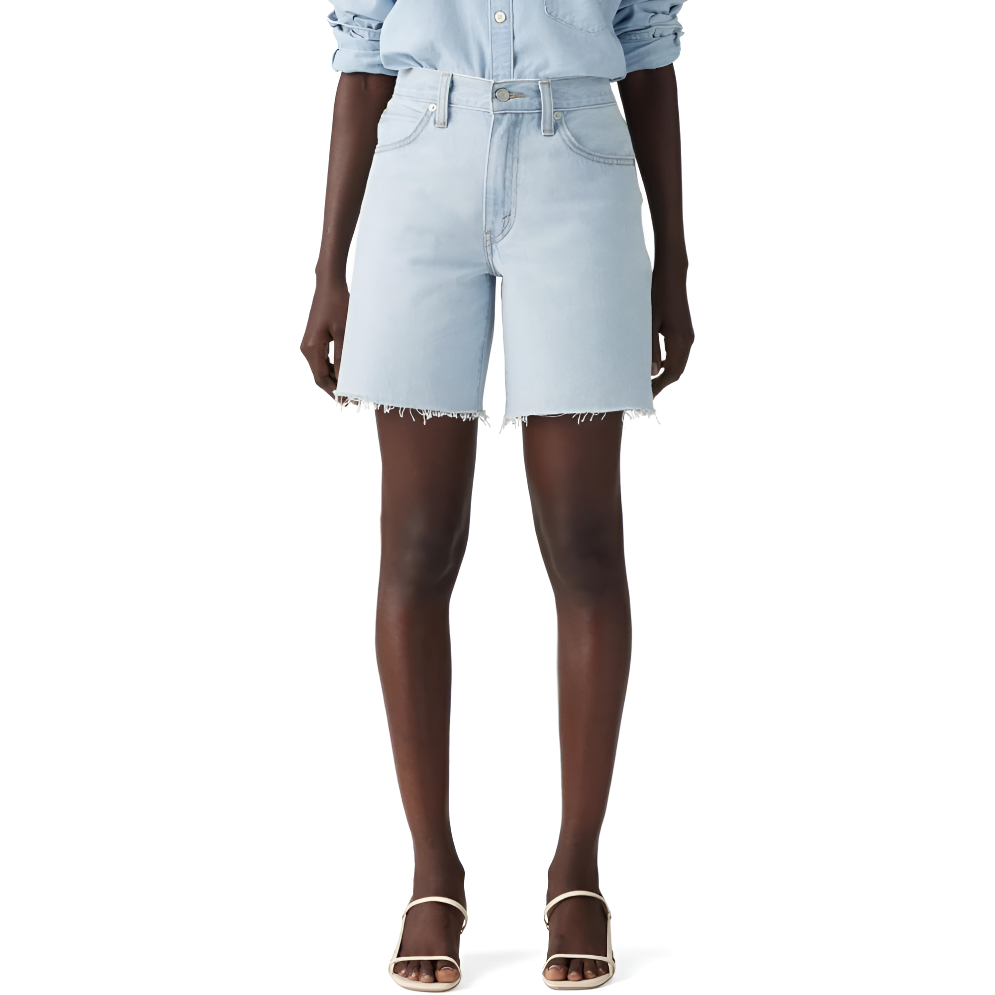 High Rise Baggy Denim Shorts For Women