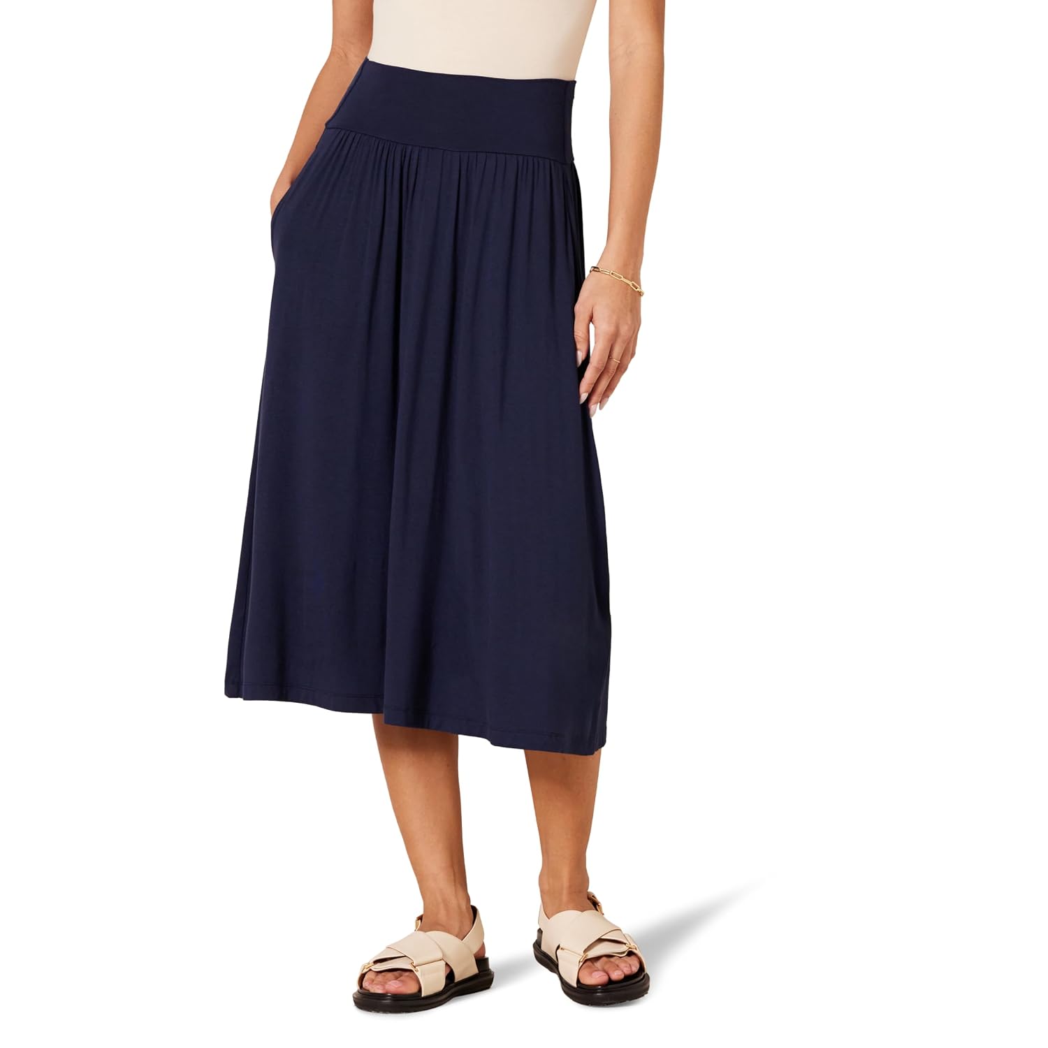 Jersey Pull On Midi Length Skirt For Women