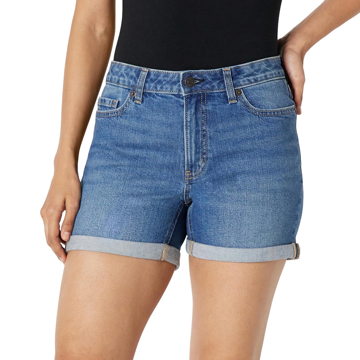 Mid Rise Denim Shorts For Women