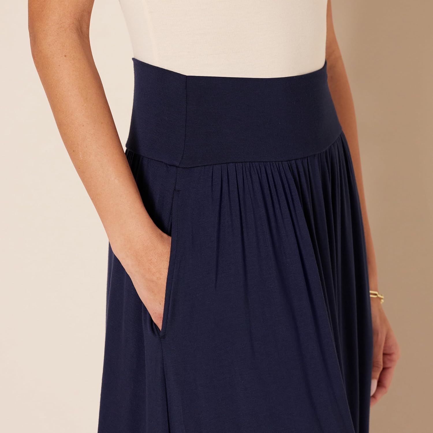Jersey Pull On Midi Length Skirt For Women