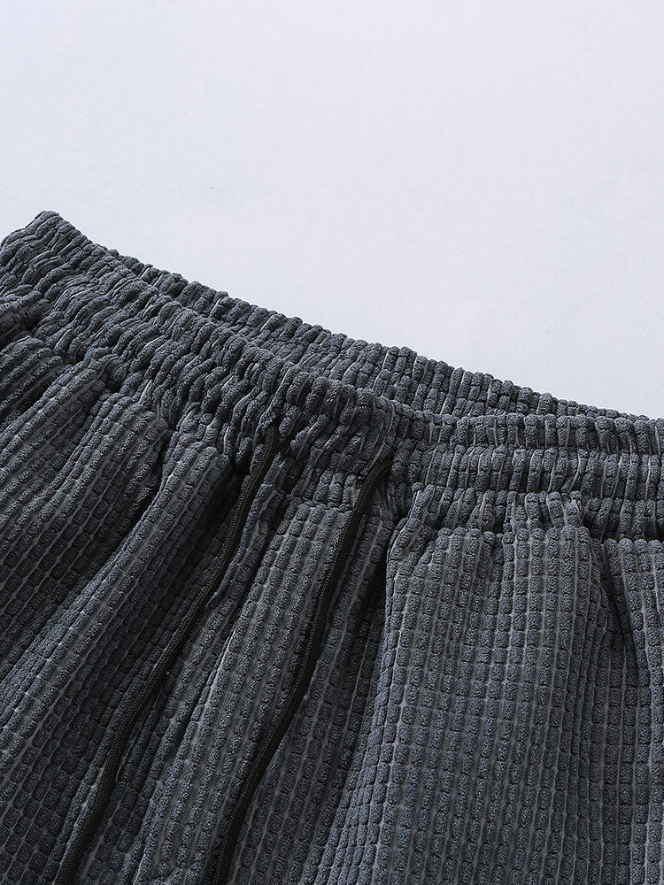 Casual Drawstring Corduroy Pants-Waves And Trunks