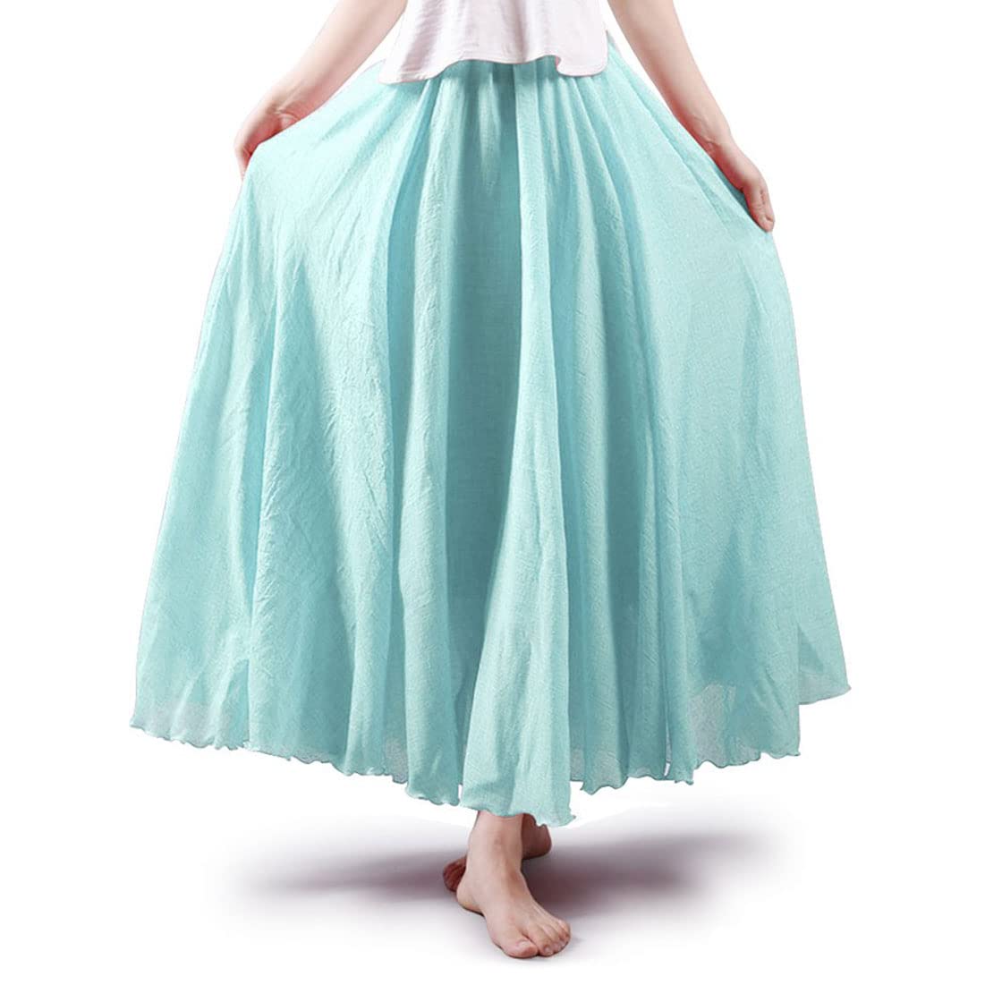 Bohemian Cotton Linen Elastic Maxi Skirt