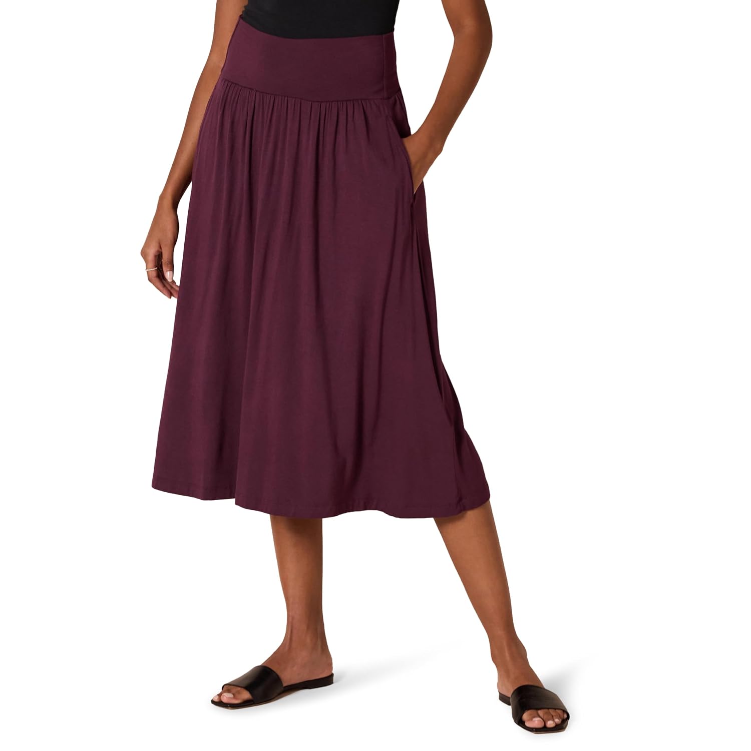 Jersey Pull On Midi Length Skirt For Women