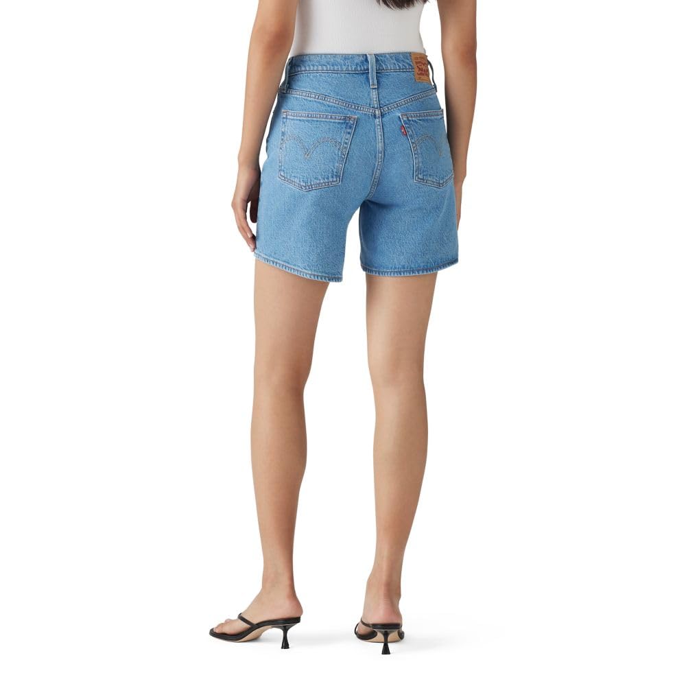 Distressed High Rise Denim Shorts With Pockets