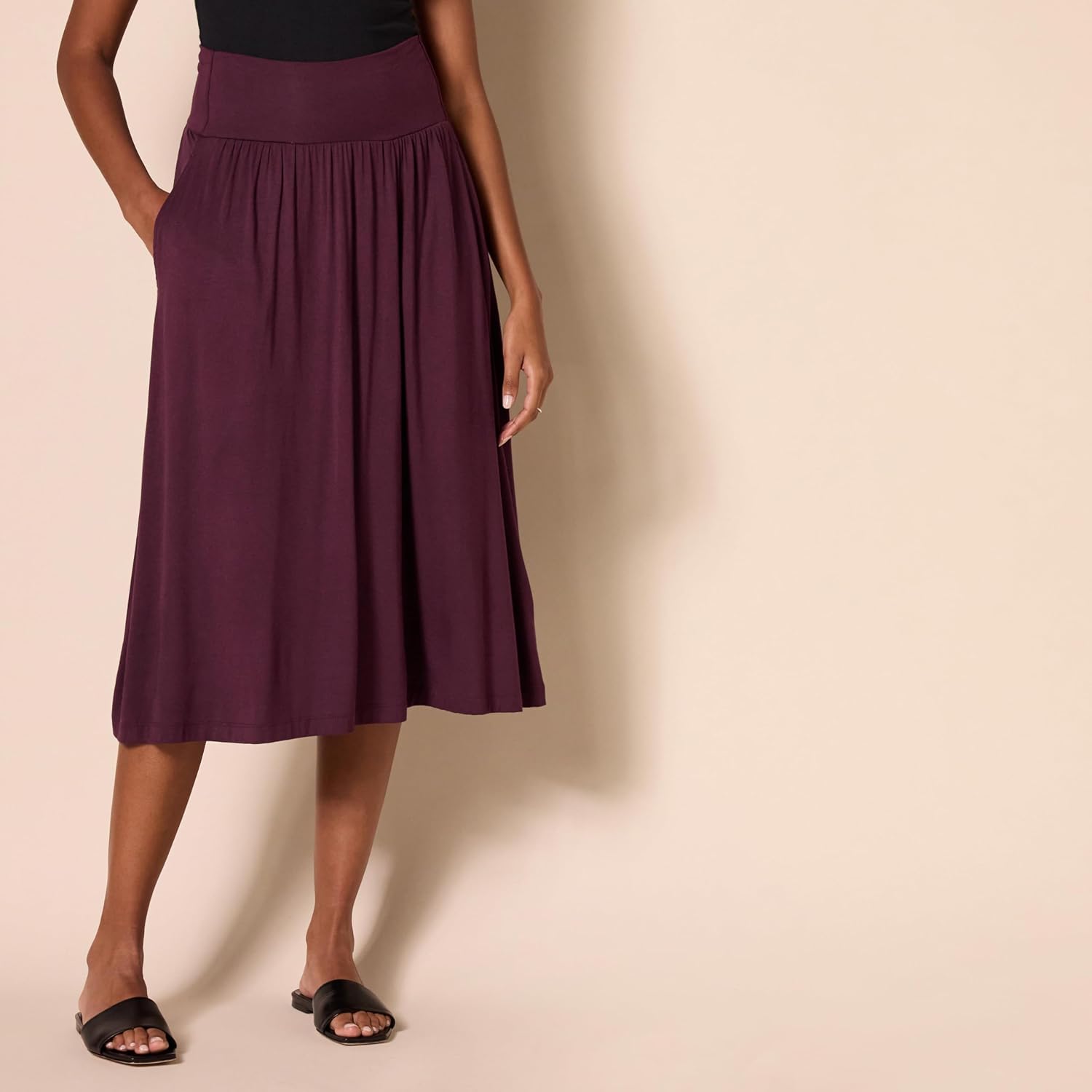 Jersey Pull On Midi Length Skirt For Women