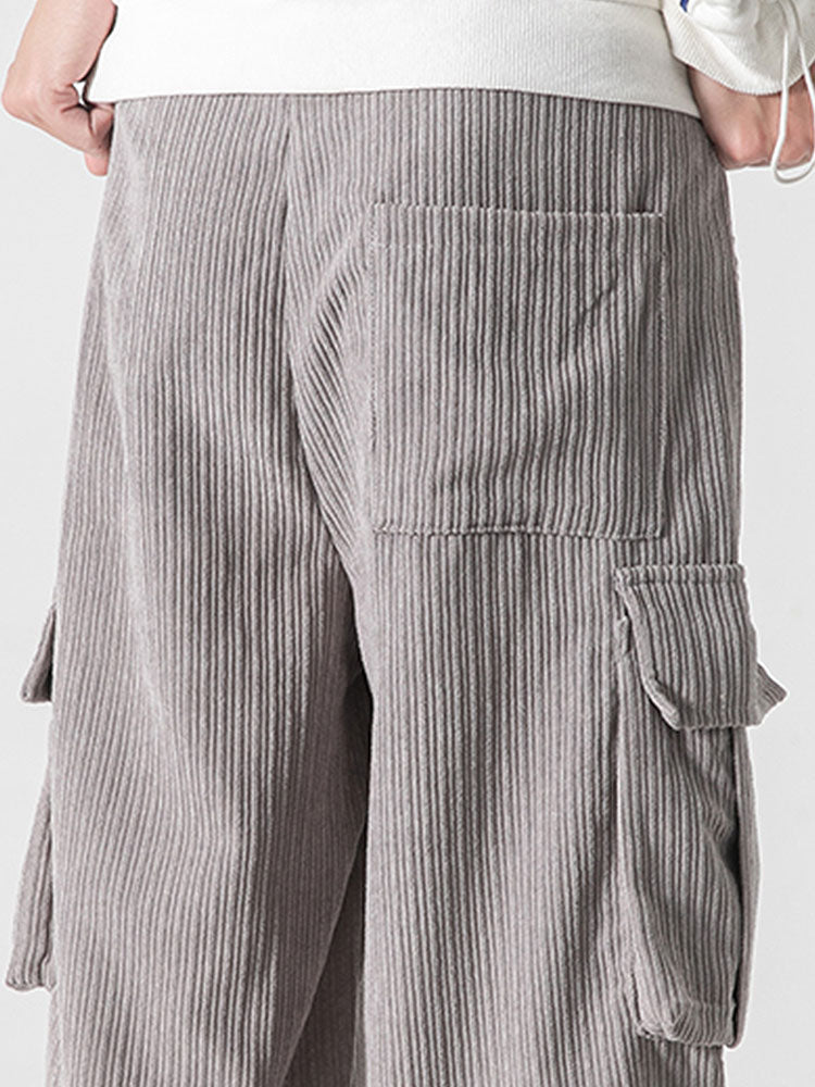 Loose Corduroy Cargo Pants-Waves And Trunks