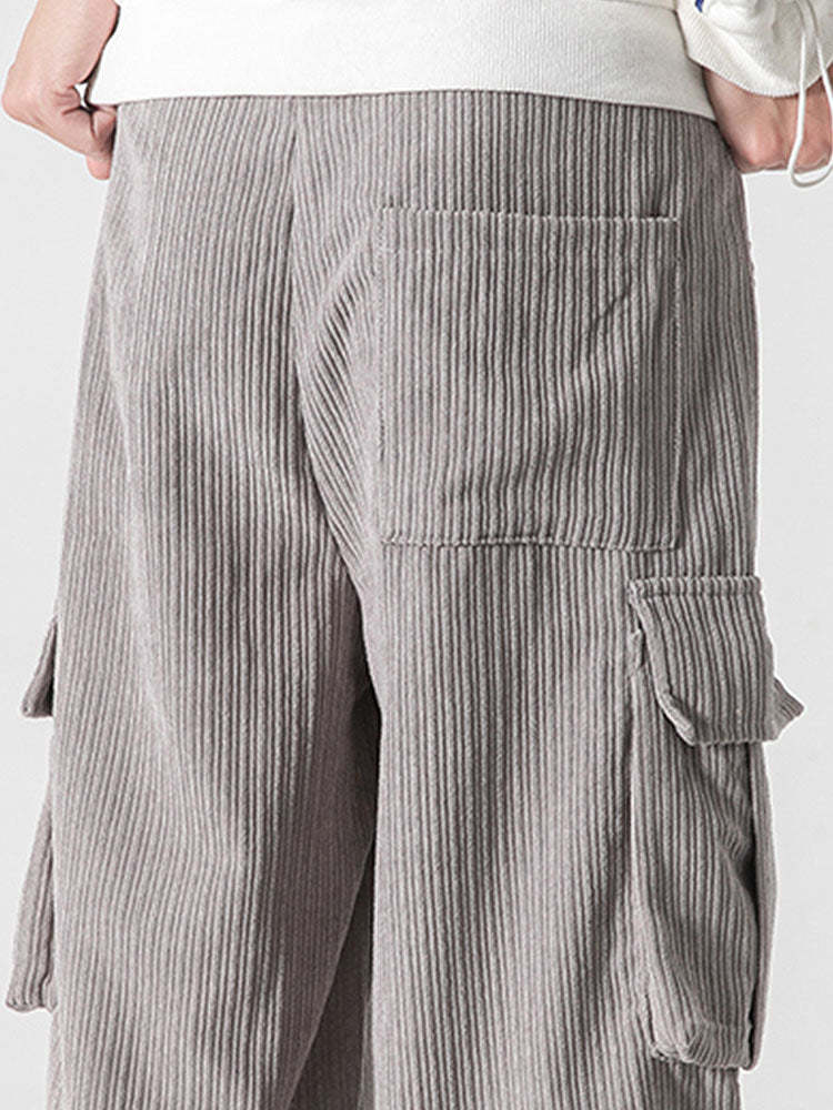 Loose Corduroy Cargo Pants-Waves And Trunks