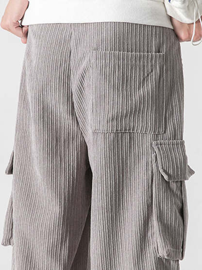 Loose Corduroy Cargo Pants-Waves And Trunks