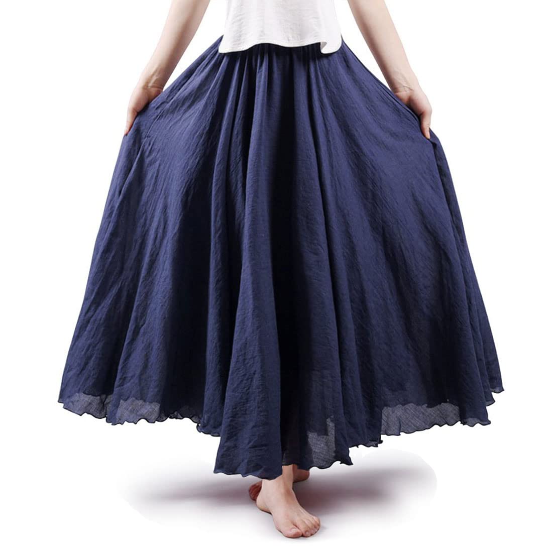Bohemian Cotton Linen Elastic Maxi Skirt