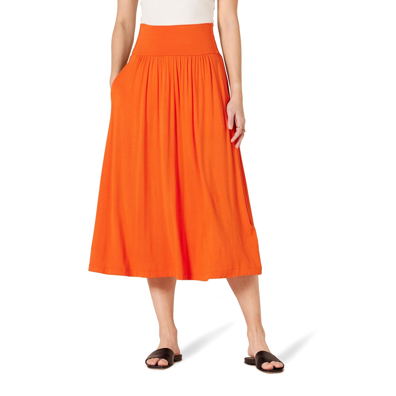 Jersey Pull On Midi Length Skirt For Women