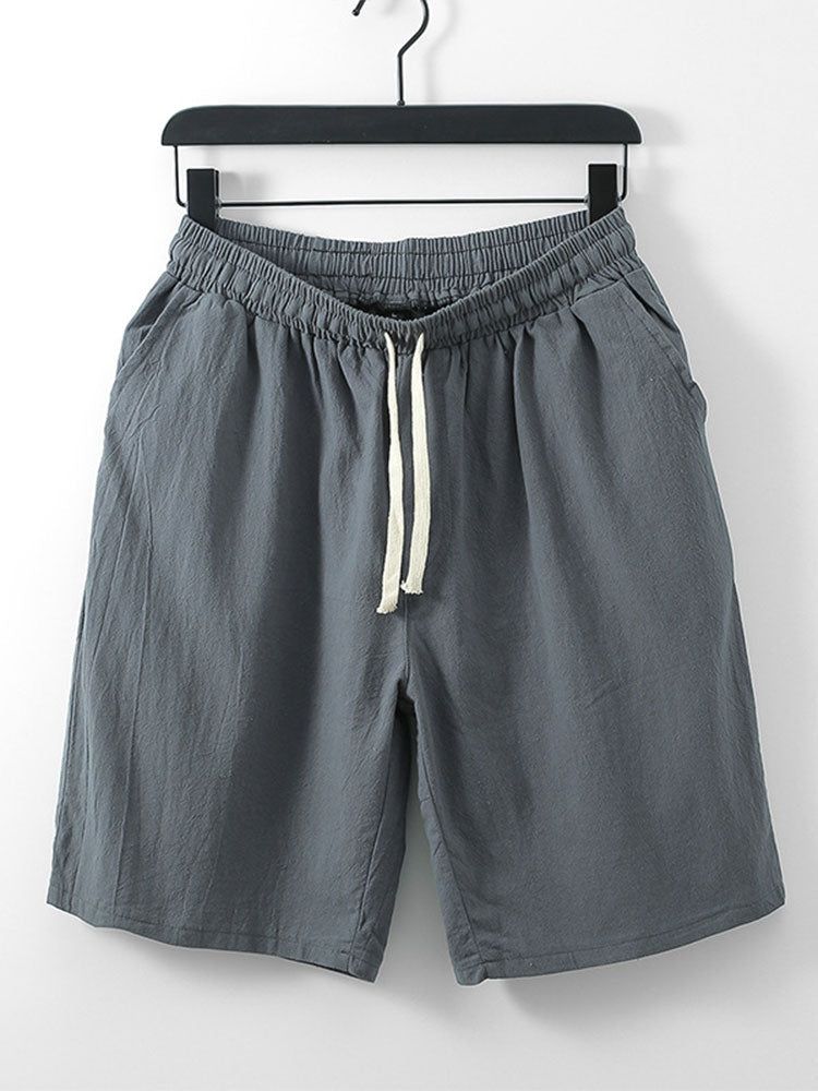 Classic Cotton Shorts With Drawstring-Waves And Trunks