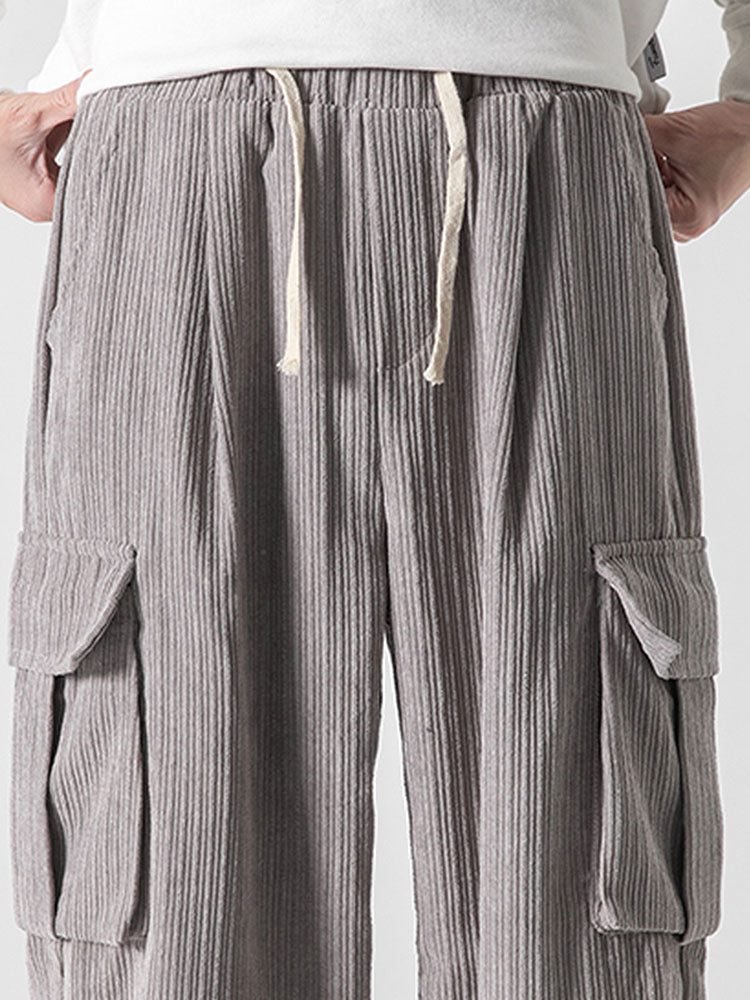 Loose Corduroy Cargo Pants-Waves And Trunks