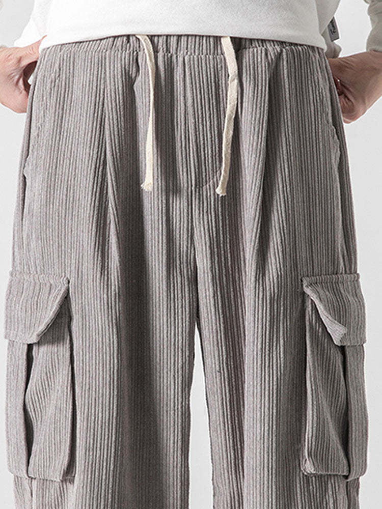 Loose Corduroy Cargo Pants-Waves And Trunks