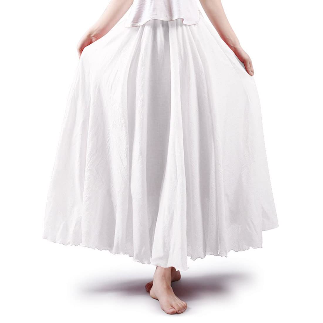 Bohemian Cotton Linen Elastic Maxi Skirt