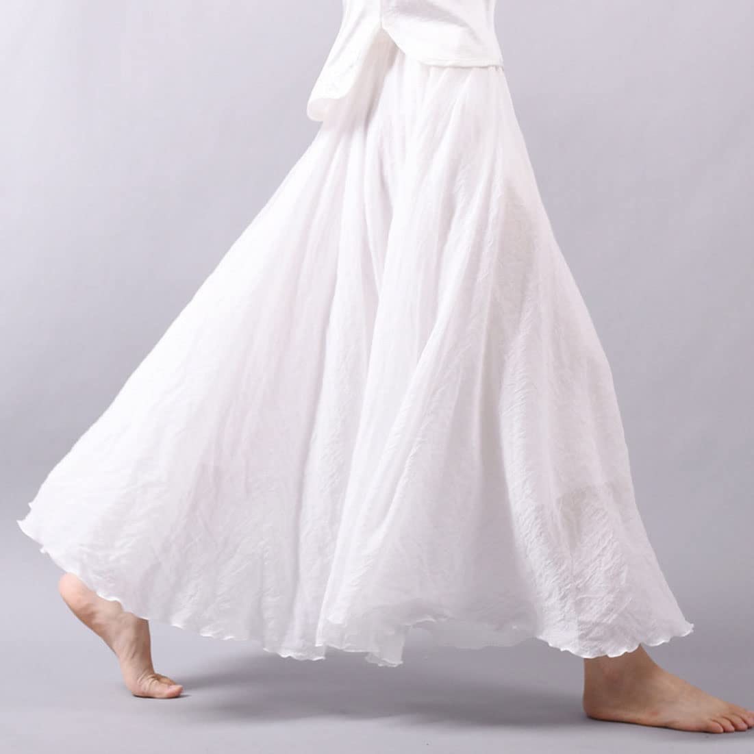 Bohemian Cotton Linen Elastic Maxi Skirt