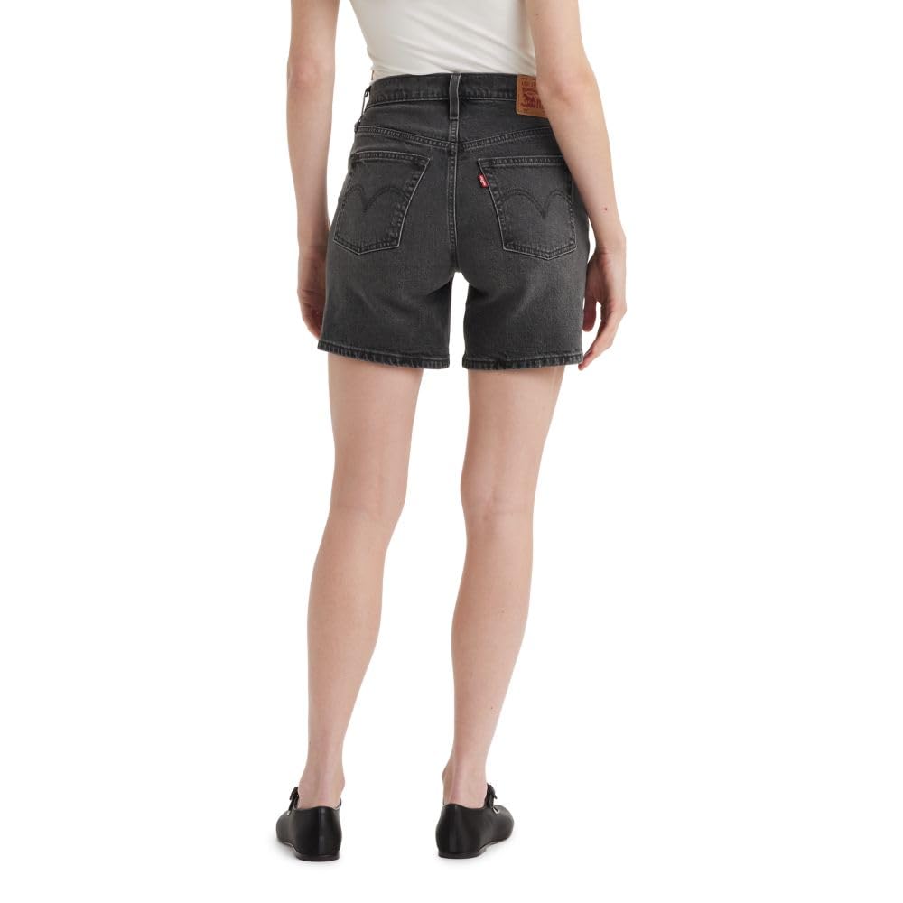 Distressed High Rise Denim Shorts With Pockets
