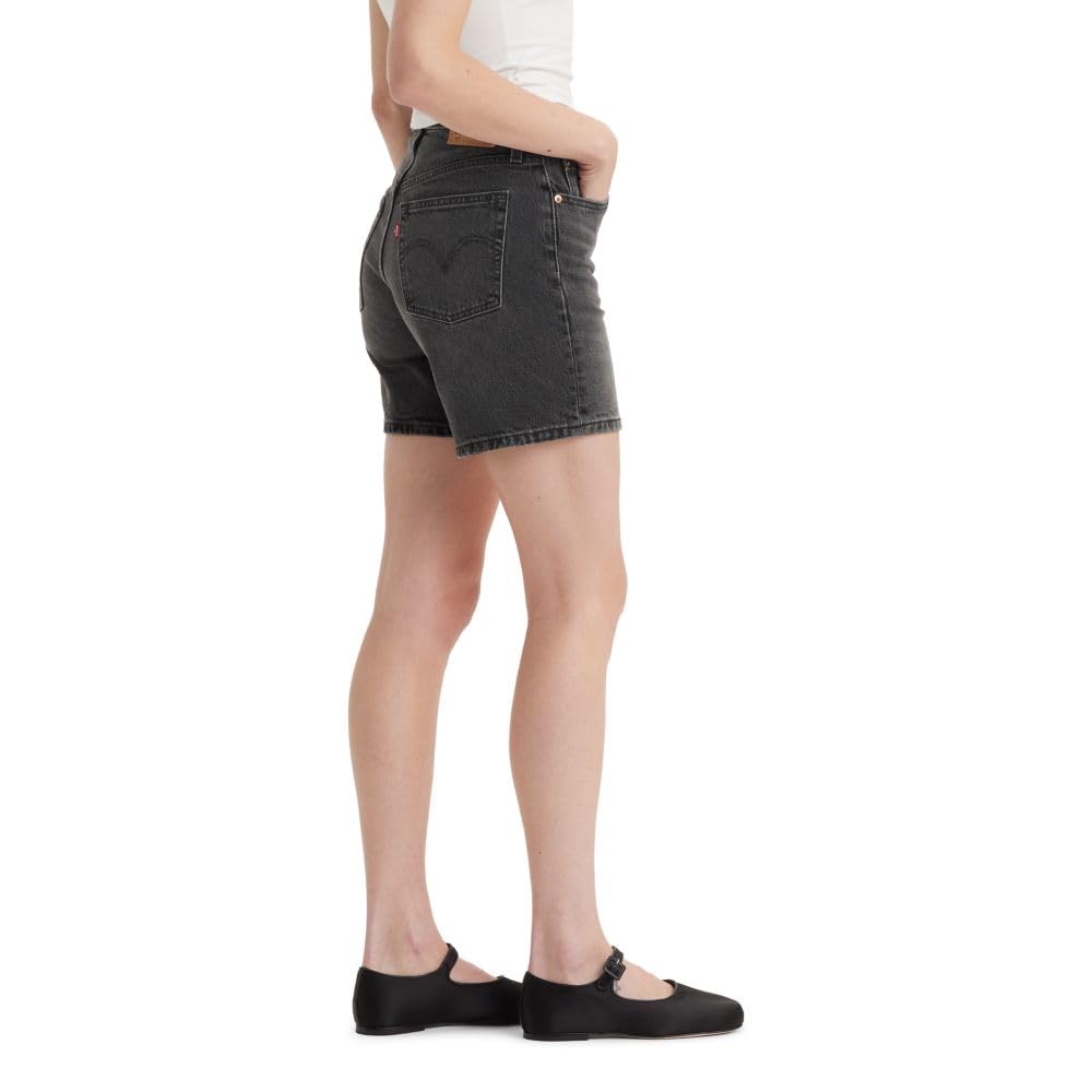 Distressed High Rise Denim Shorts With Pockets