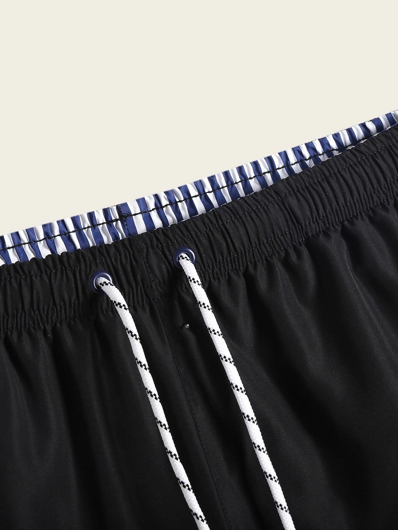 Plain Fabric Waist Swim Trunks-Waves And Trunks