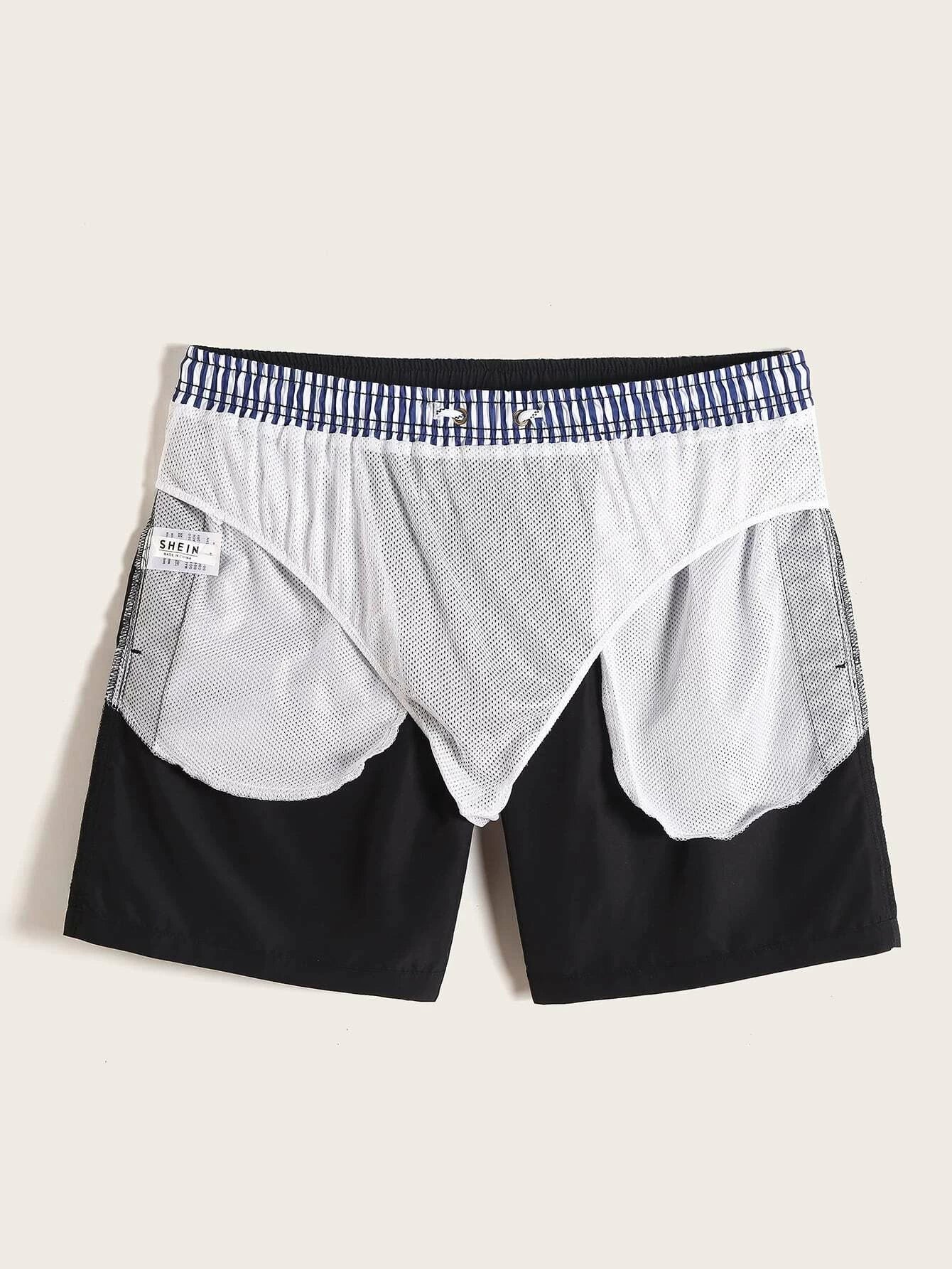 Plain Fabric Waist Swim Trunks-Waves And Trunks
