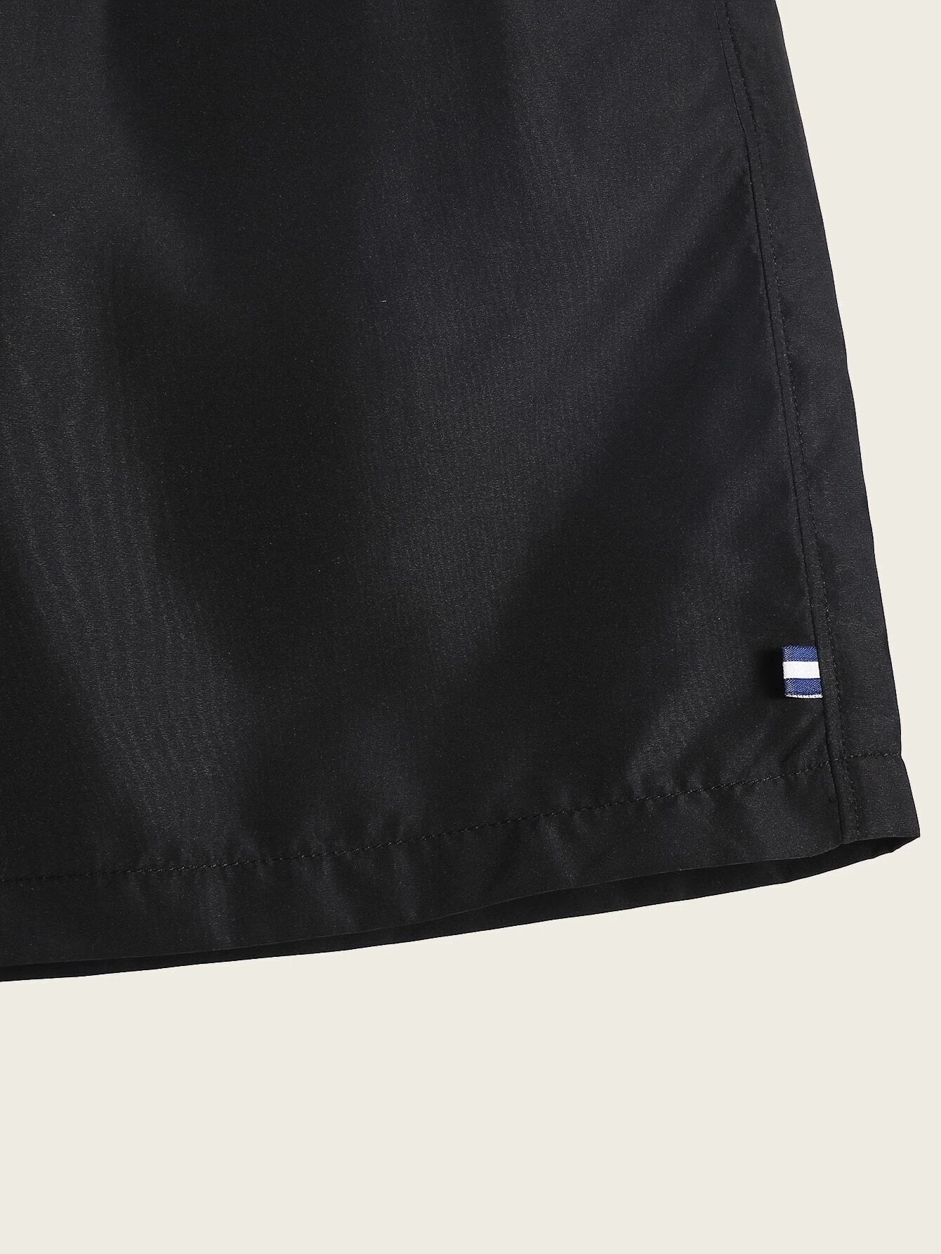 Plain Fabric Waist Swim Trunks-Waves And Trunks