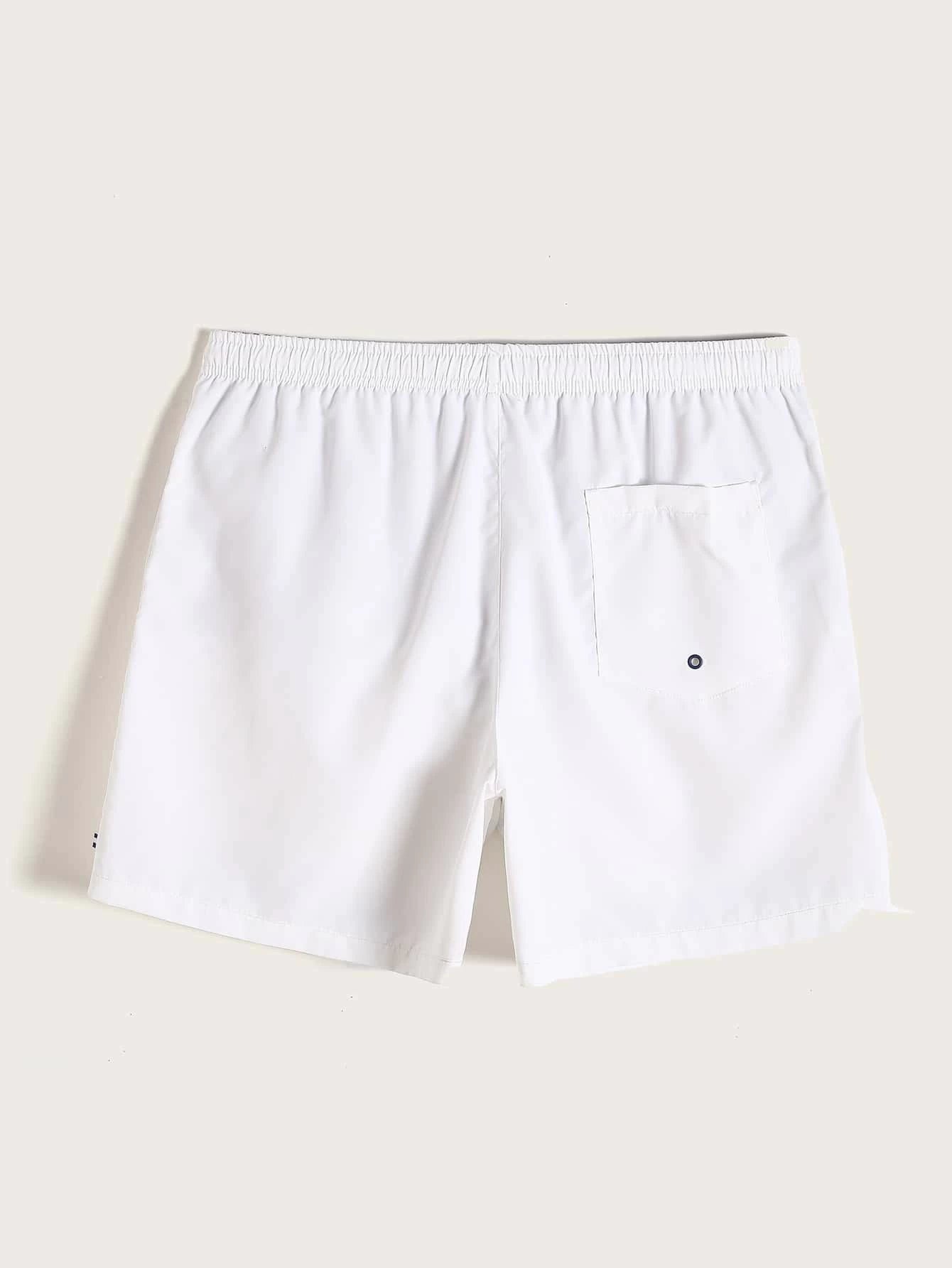 Plain Fabric Waist Swim Trunks-Waves And Trunks