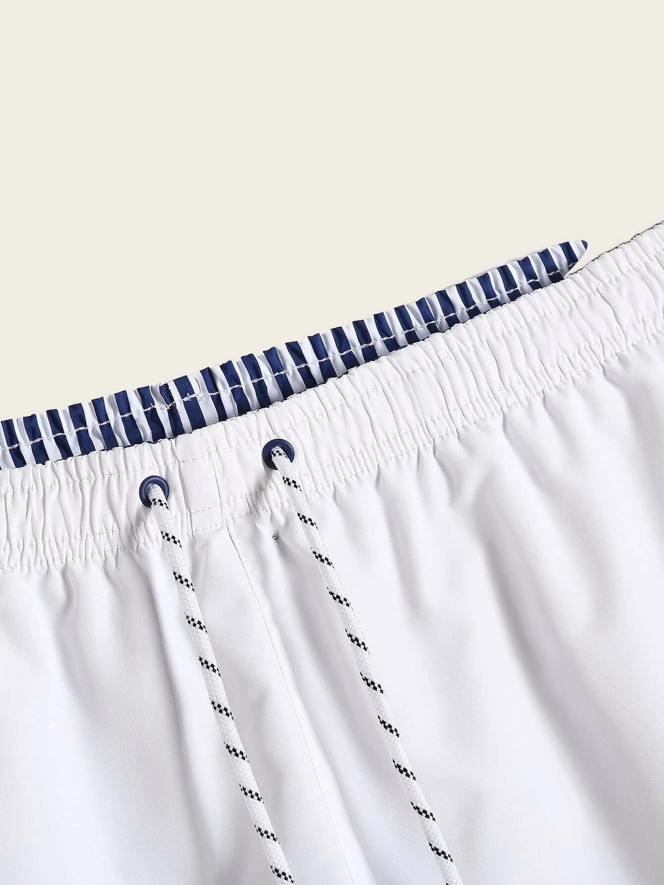 Plain Fabric Waist Swim Trunks-Waves And Trunks