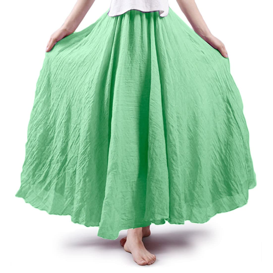 Bohemian Cotton Linen Elastic Maxi Skirt