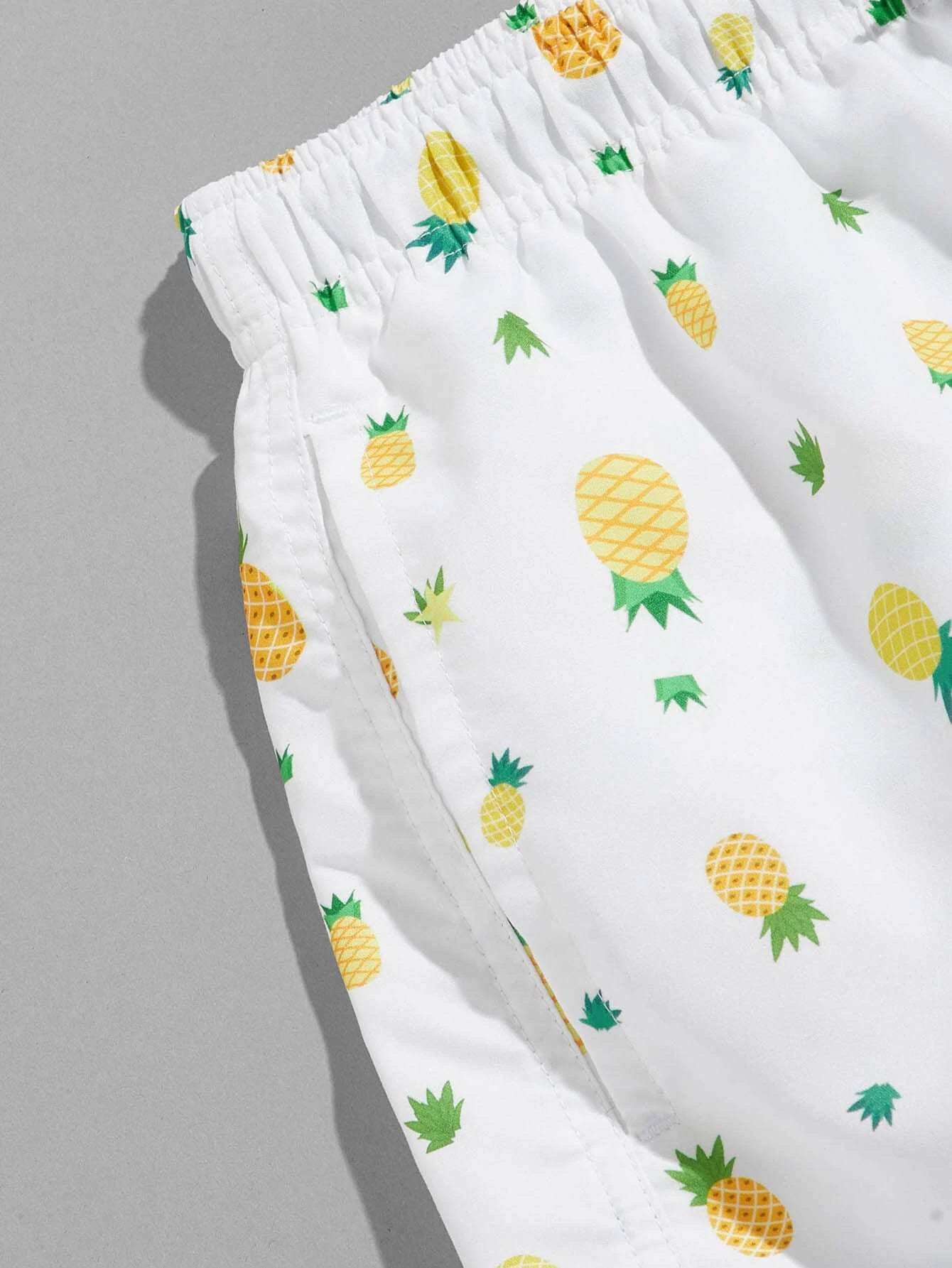 Allover Pineapple Print Beach Shorts-Waves And Trunks