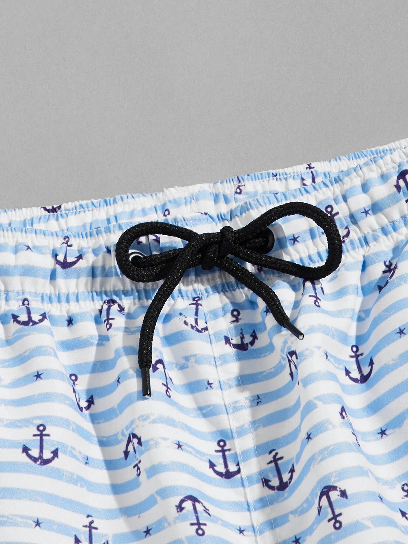Anchor Print Drawstring Swim Shorts-Waves And Trunks