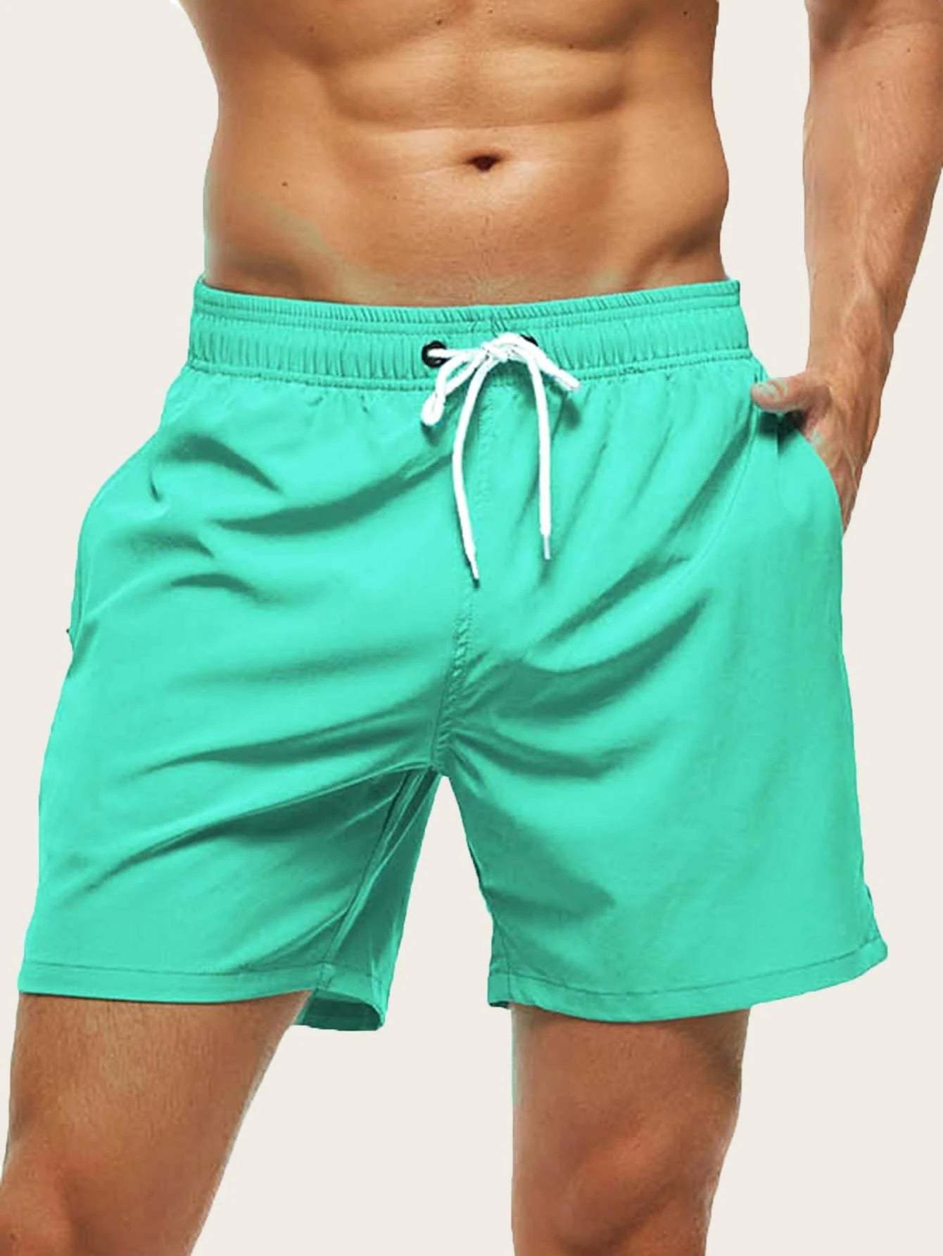 Drawstring Waist Swim Trunks-Waves And Trunks
