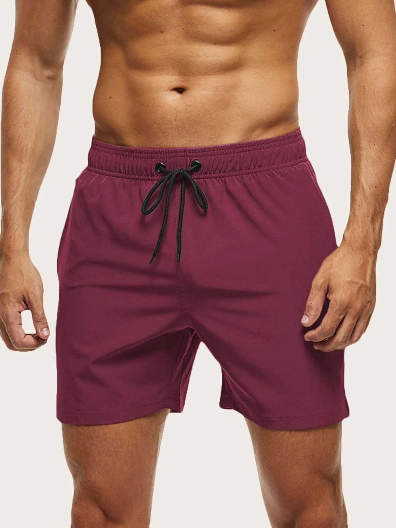 Drawstring Waist Swim Trunks-Waves And Trunks