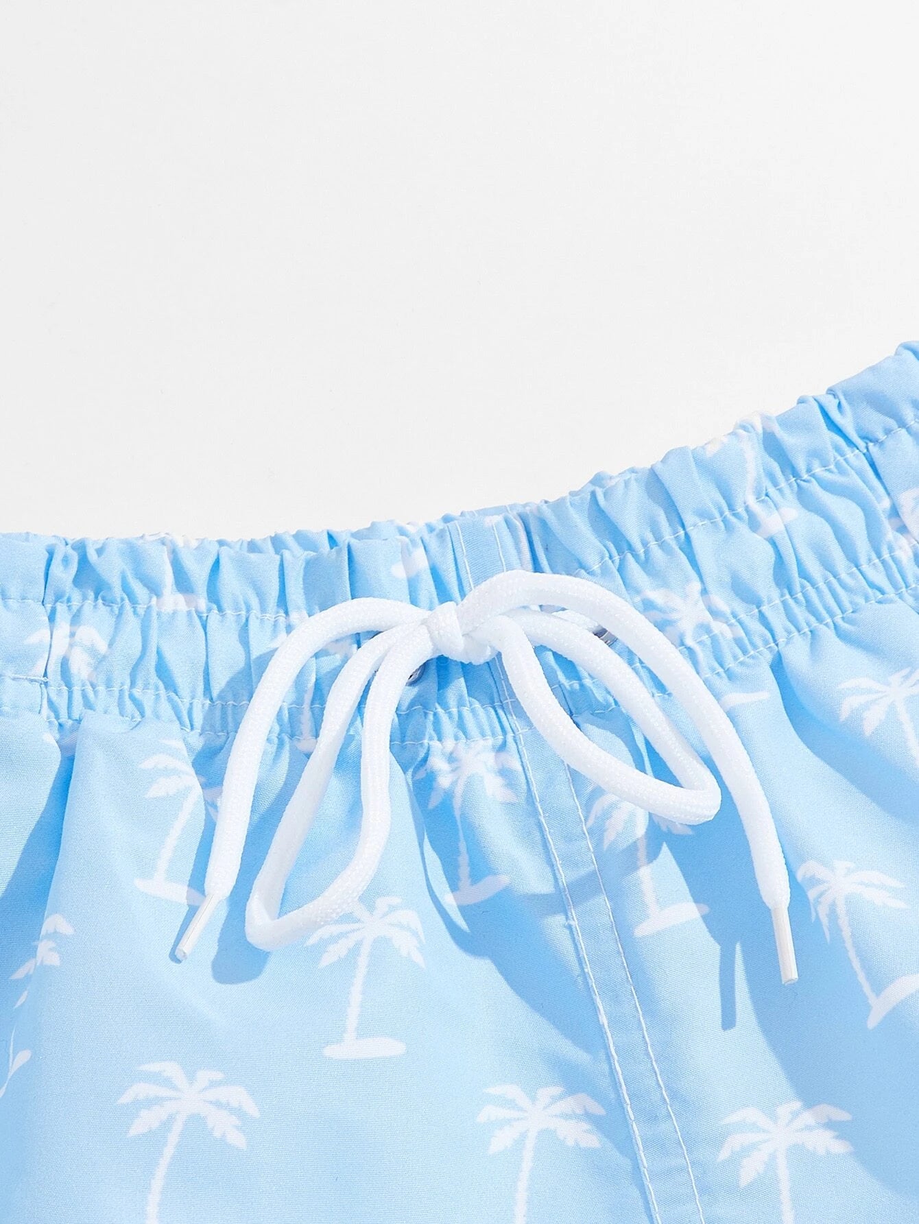 Coconut Tree Print Drawstring Beach Shorts-Waves And Trunks