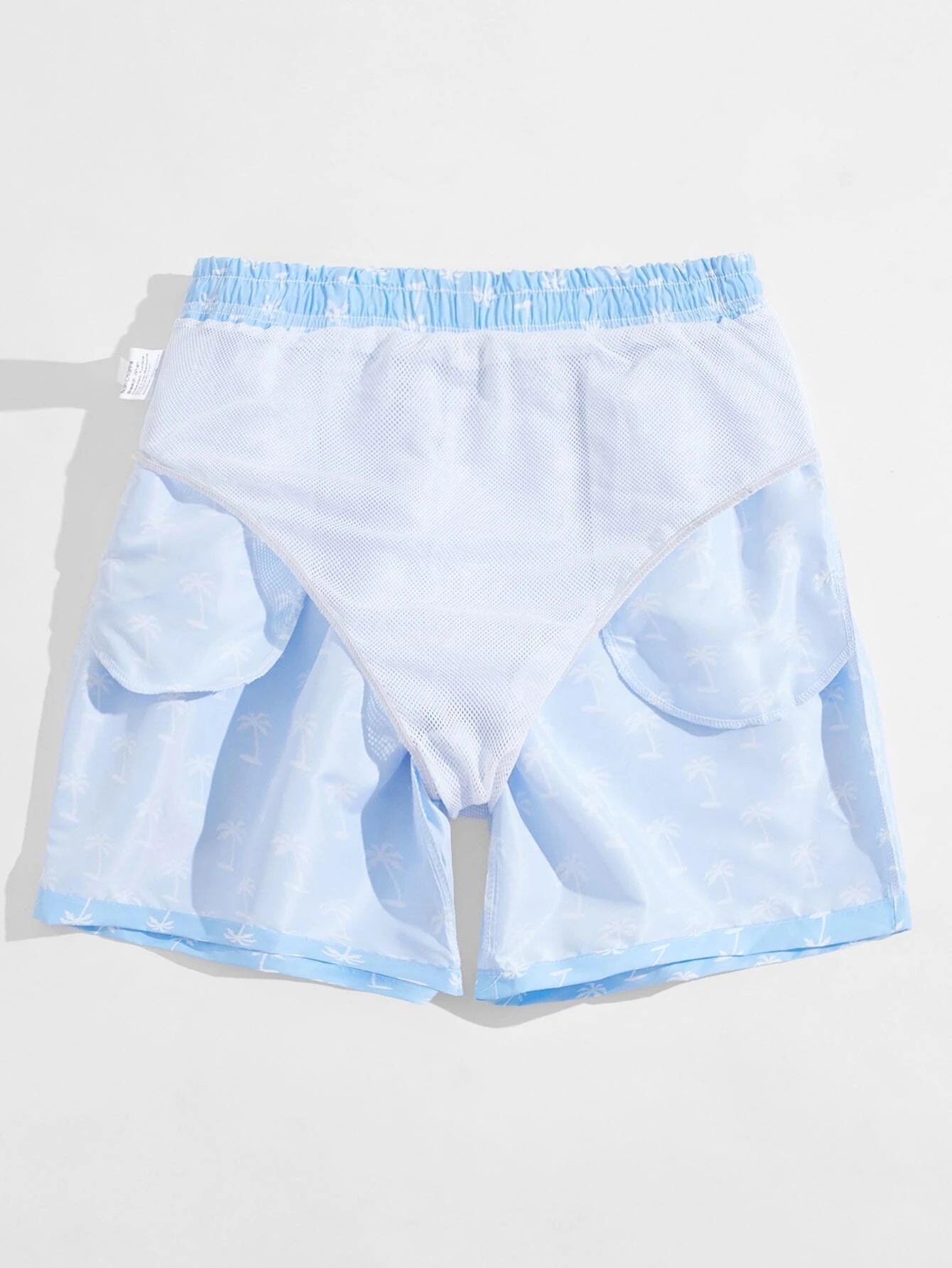 Coconut Tree Print Drawstring Beach Shorts-Waves And Trunks