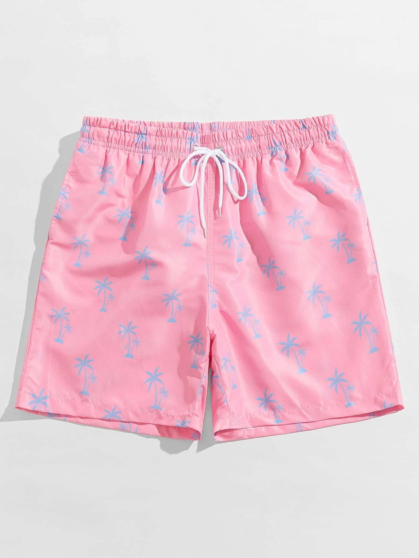 Tropical Print Drawstring Waist Swim Trunks-Waves And Trunks