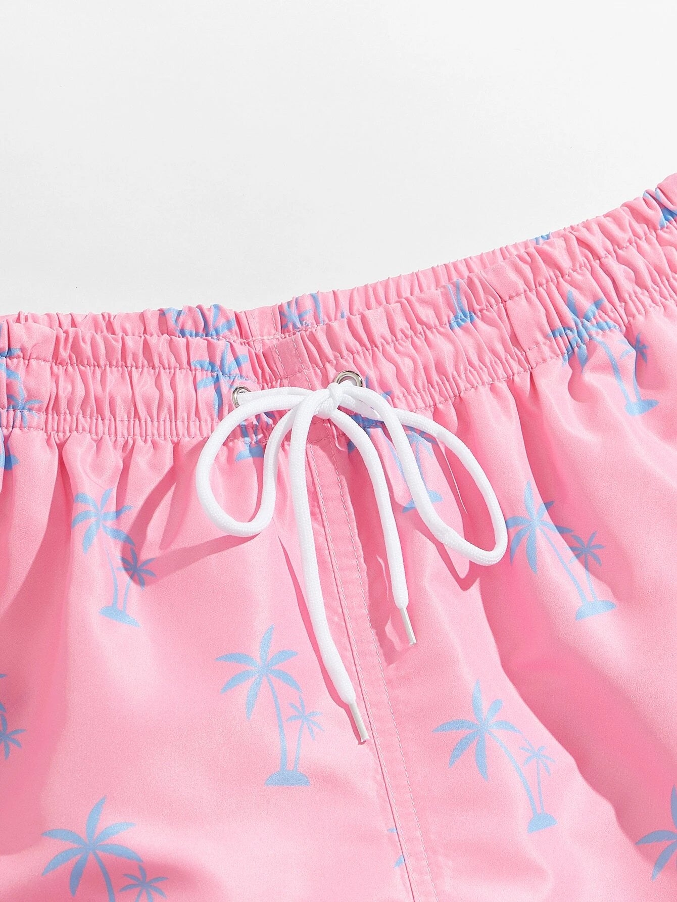Coconut Tree Print Drawstring Beach Shorts-Waves And Trunks