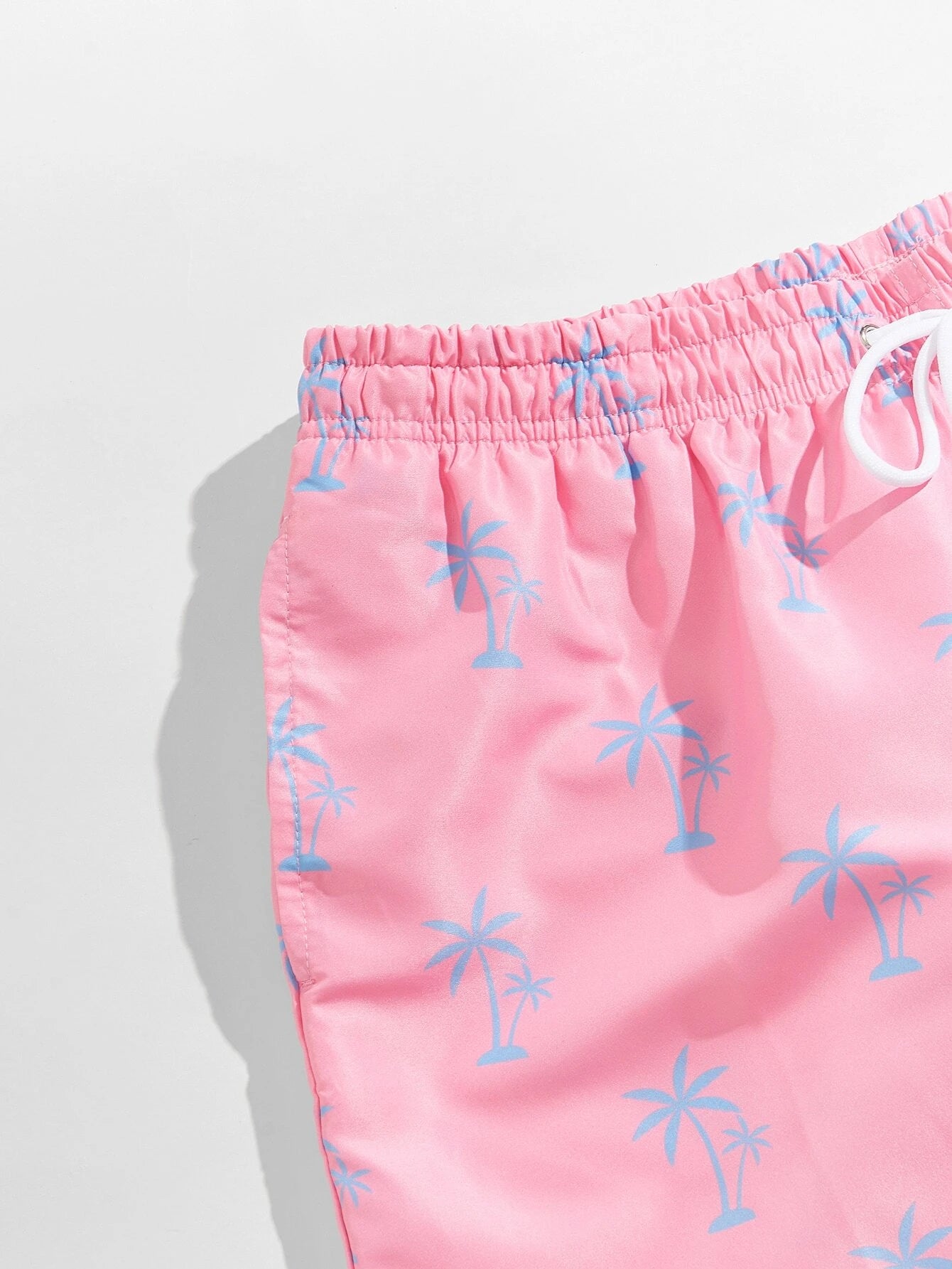 Coconut Tree Print Drawstring Beach Shorts-Waves And Trunks
