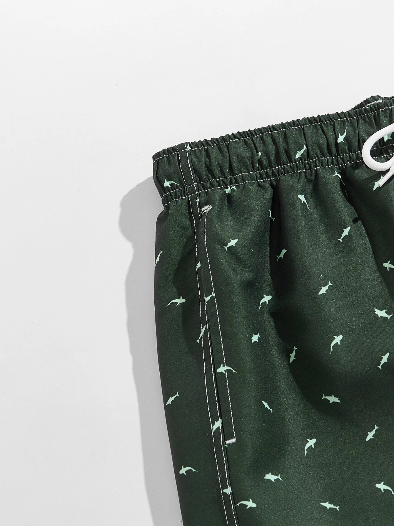 All Over Print Drawstring Waist Non Stretch Swim Trunks-Waves And Trunks