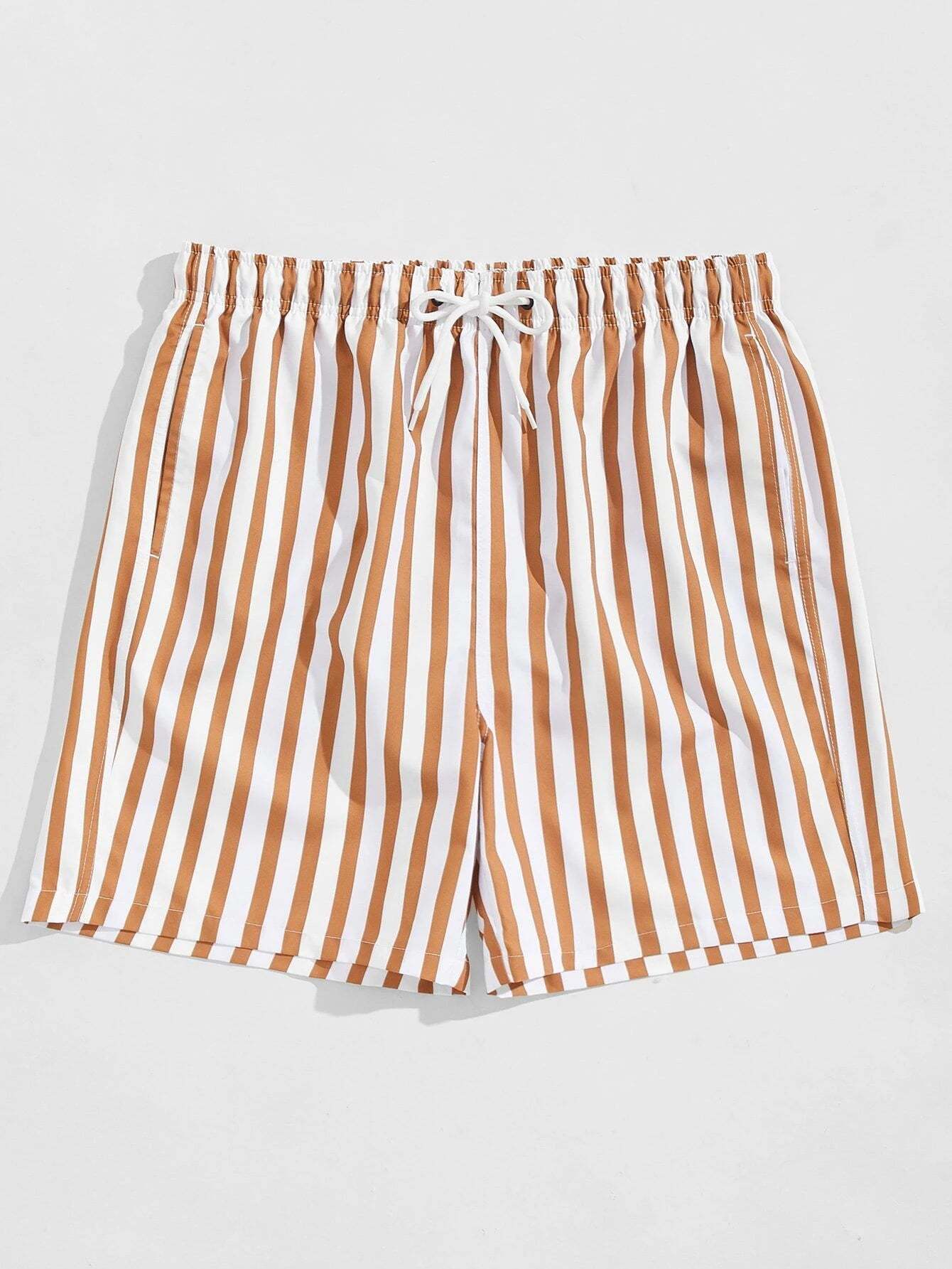 Summer Stripes Print Swim Shorts-Waves And Trunks