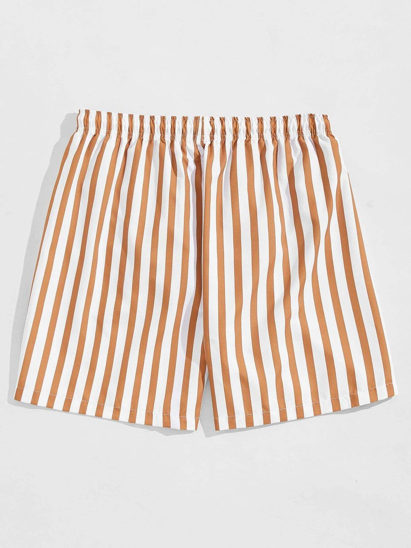 Summer Stripes Print Swim Shorts-Waves And Trunks