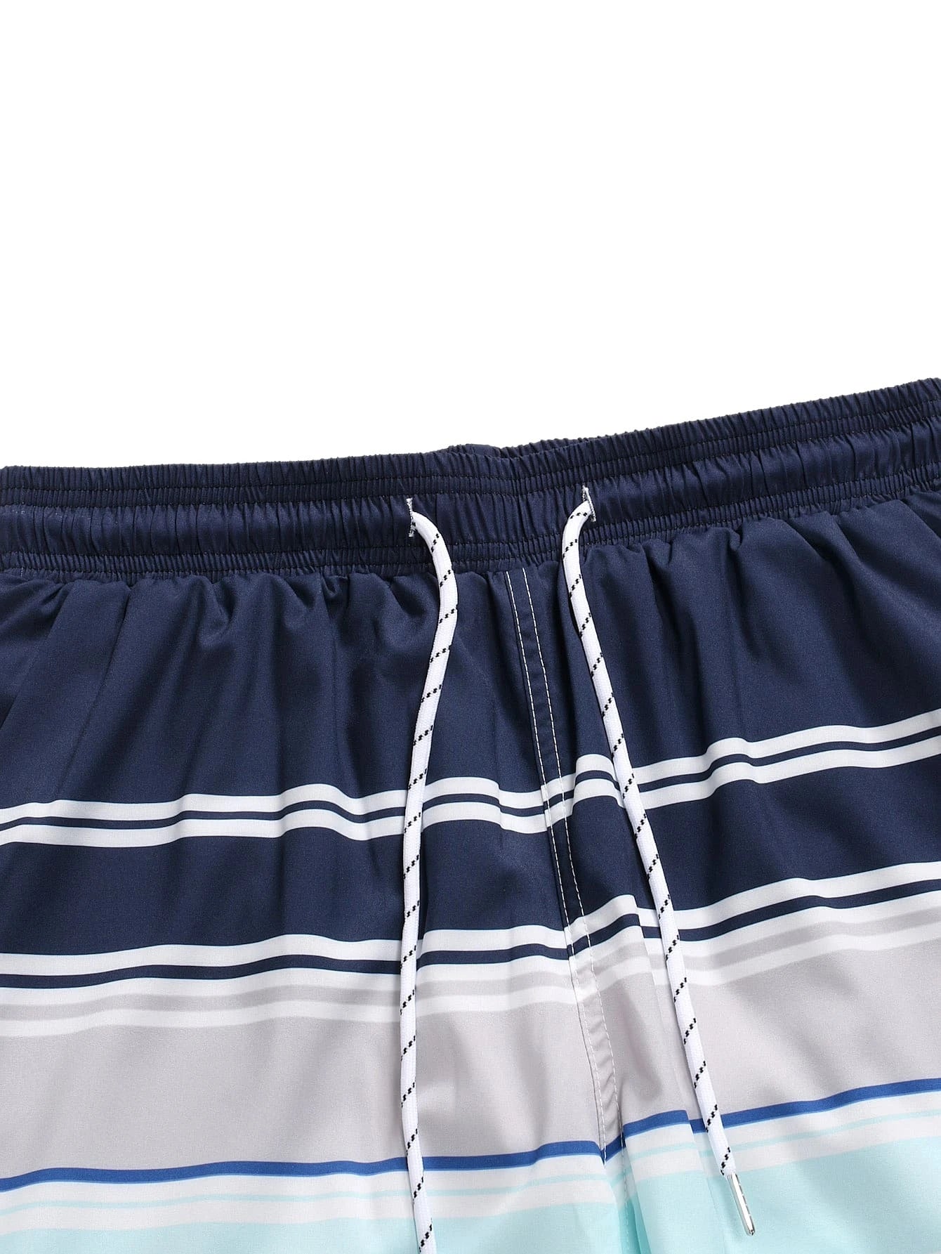 Striped Patched Drawstring Shorts With Slight Stretch-Waves And Trunks