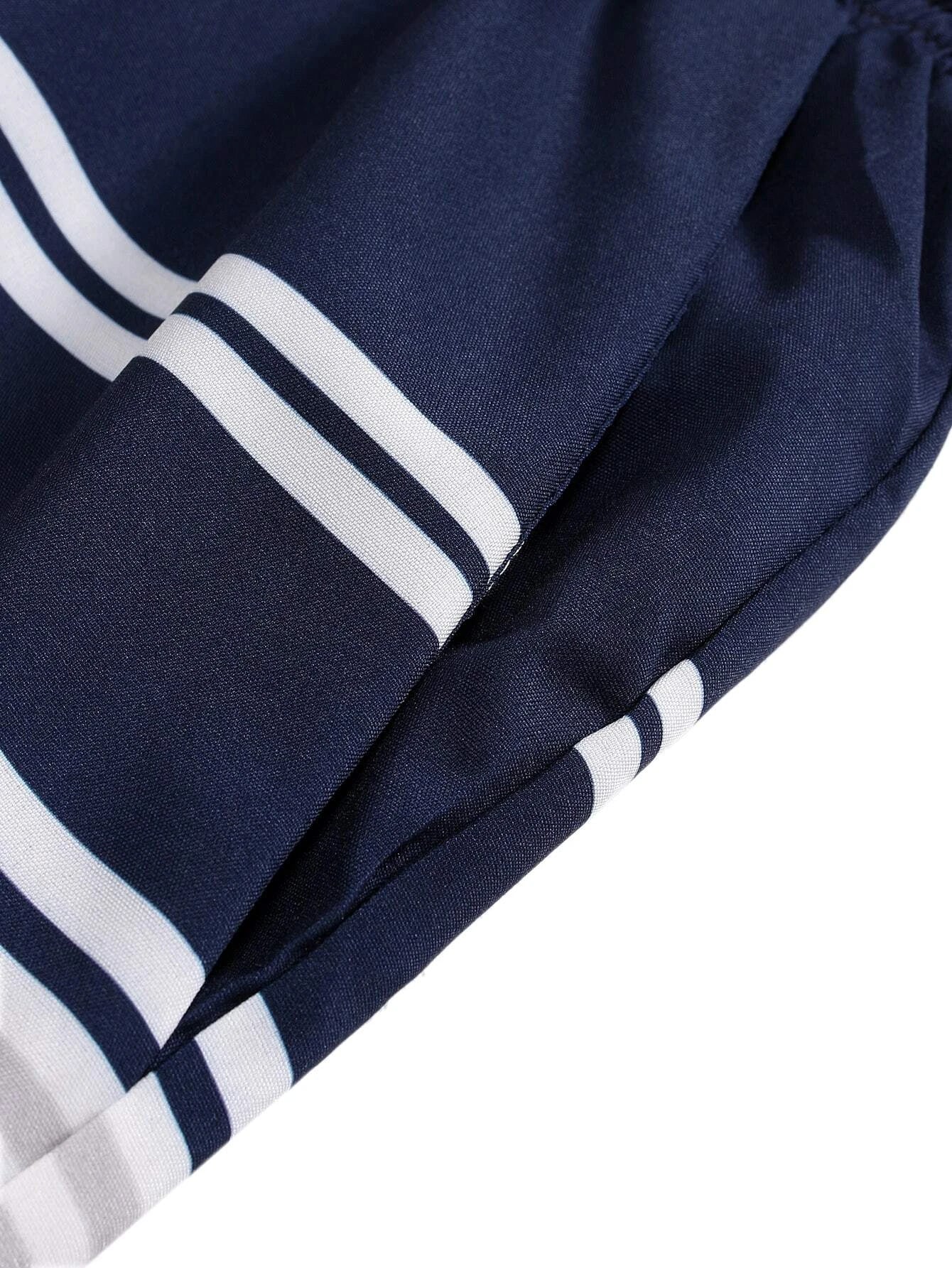 Striped Patched Drawstring Shorts With Slight Stretch-Waves And Trunks