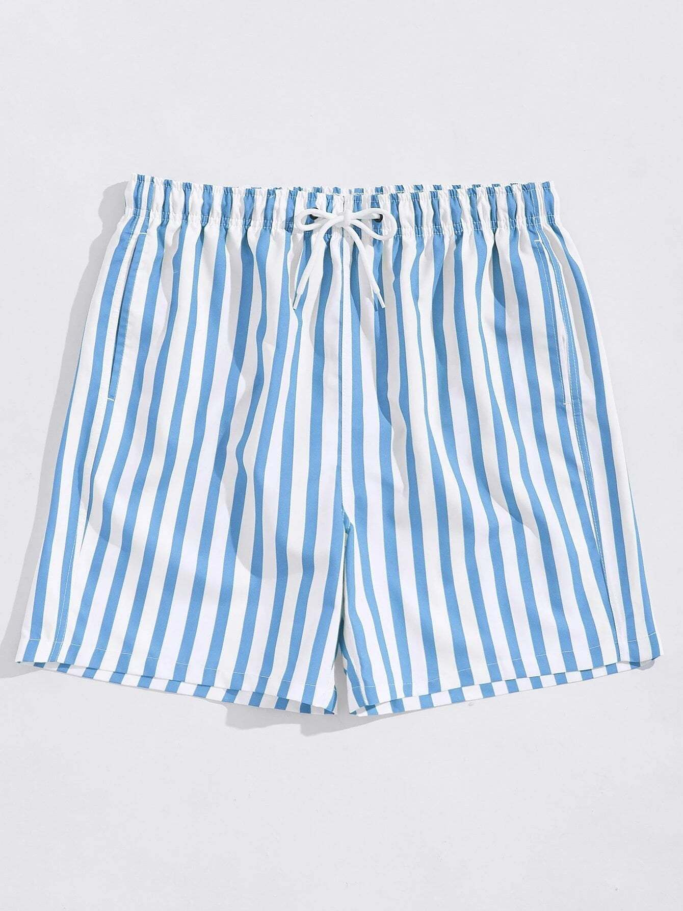 Summer Stripes Print Swim Shorts-Waves And Trunks