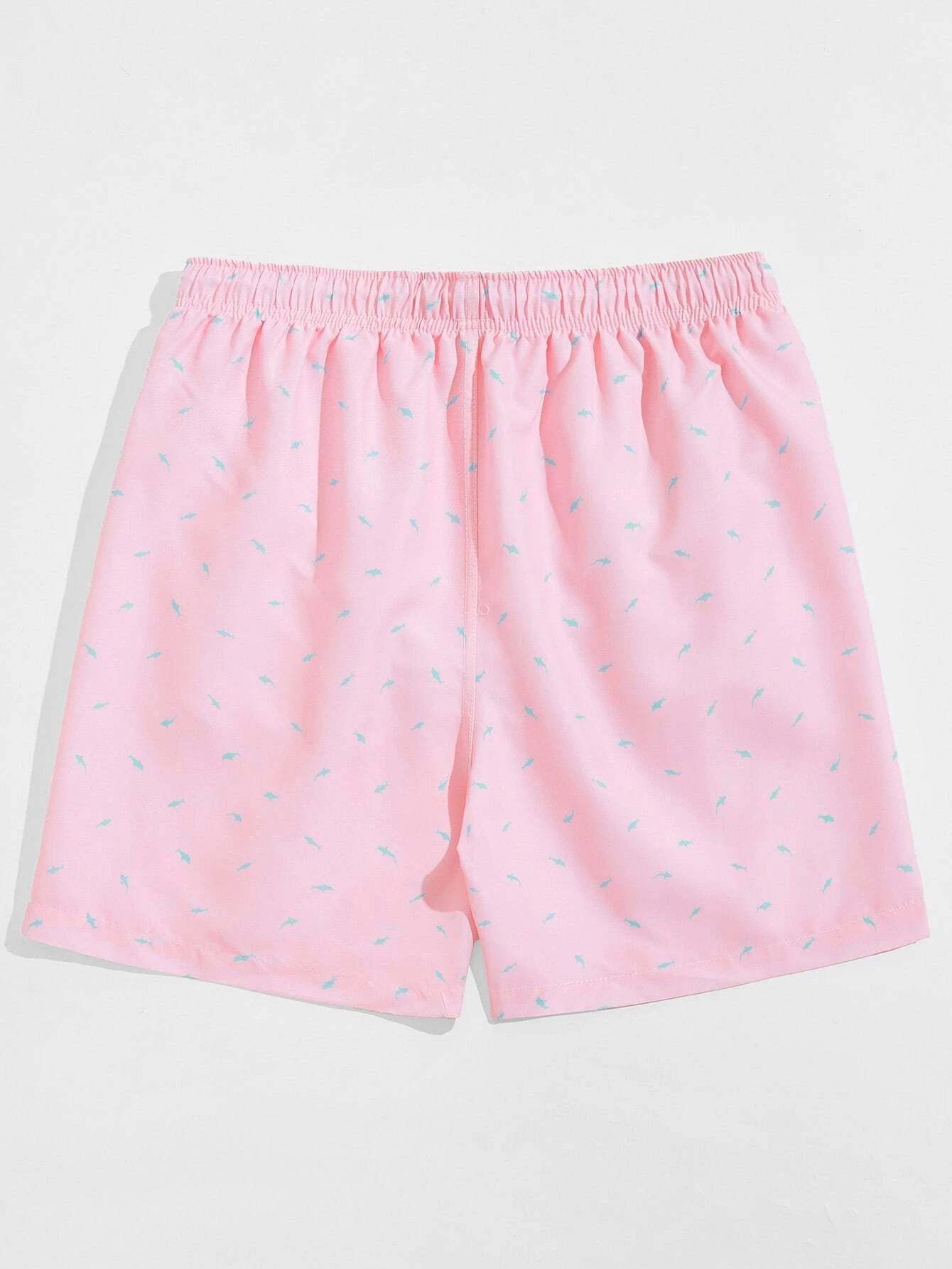 All Over Print Drawstring Waist Non Stretch Swim Trunks-Waves And Trunks