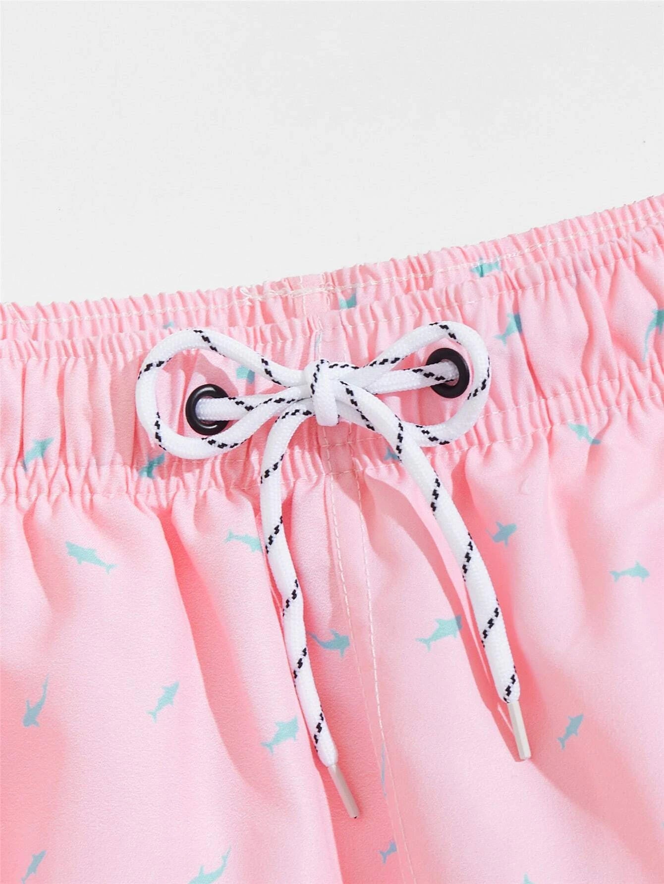All Over Print Drawstring Waist Non Stretch Swim Trunks-Waves And Trunks