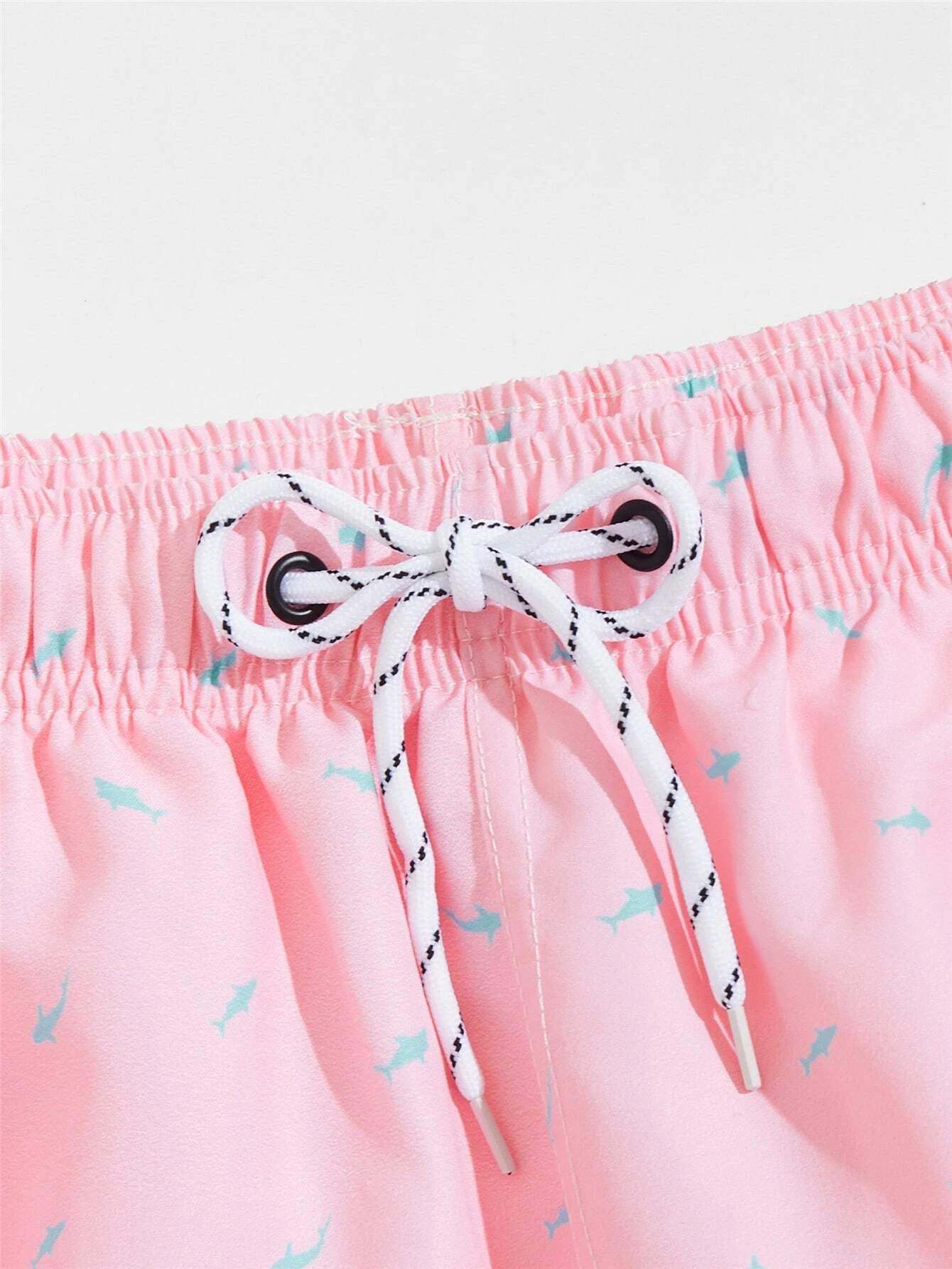 All Over Print Drawstring Waist Non Stretch Swim Trunks-Waves And Trunks