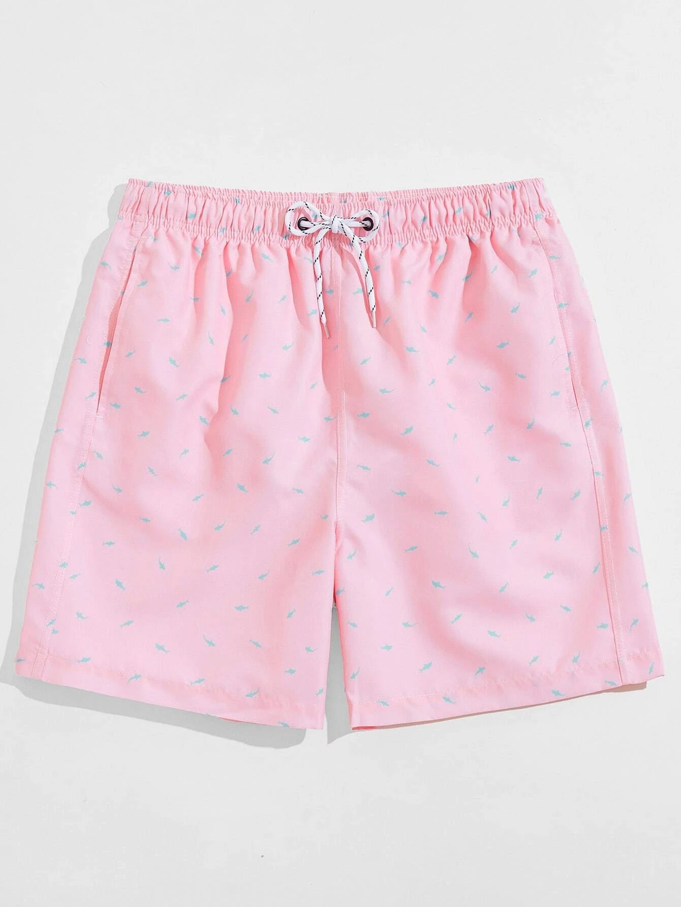 All Over Print Drawstring Waist Non Stretch Swim Trunks-Waves And Trunks