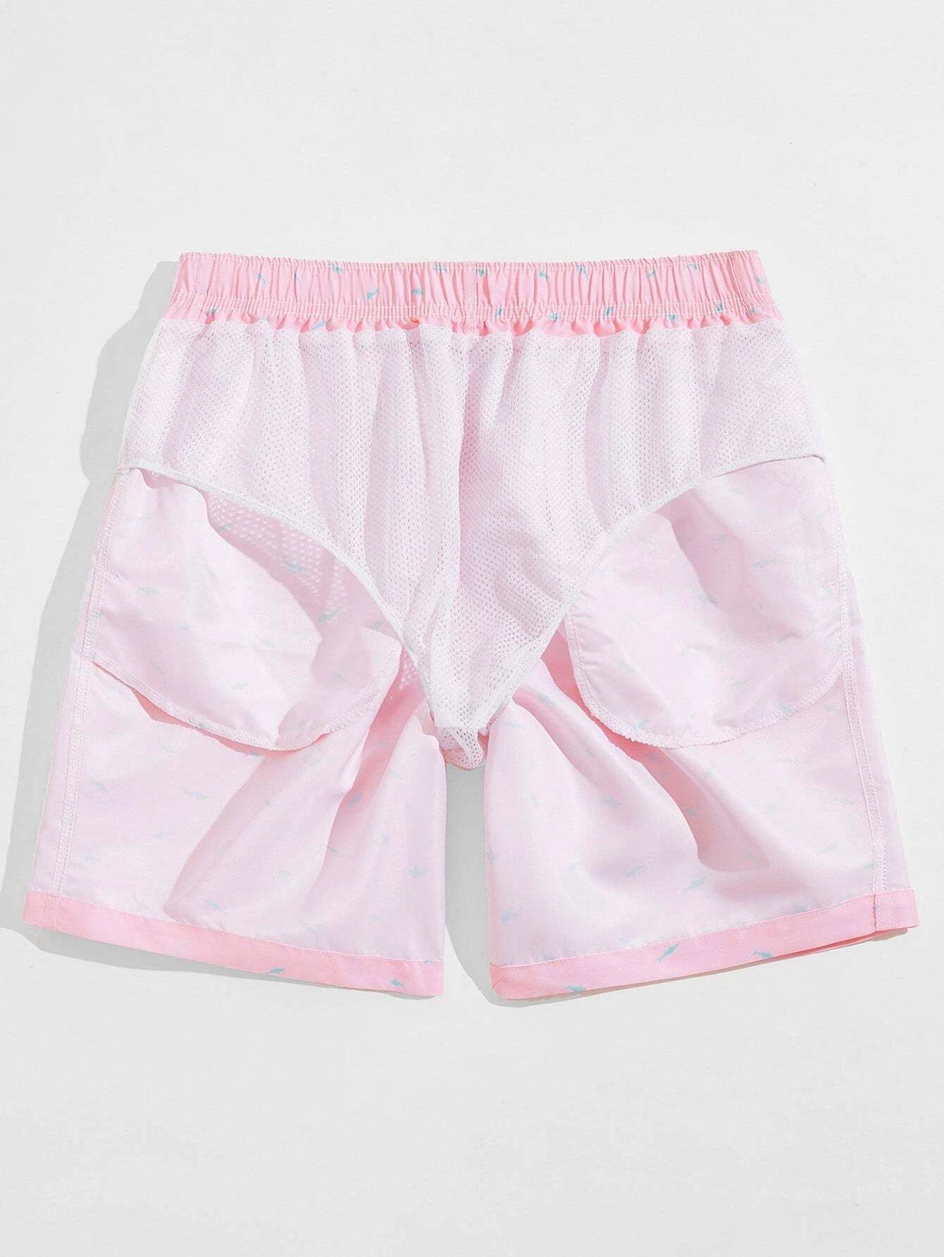 All Over Print Drawstring Waist Non Stretch Swim Trunks-Waves And Trunks