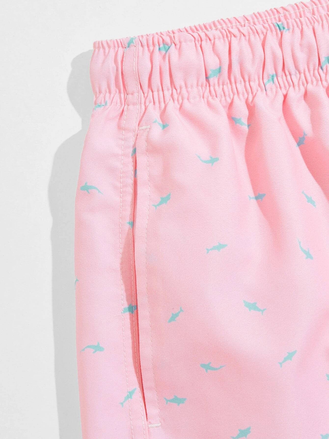 All Over Print Drawstring Waist Non Stretch Swim Trunks-Waves And Trunks