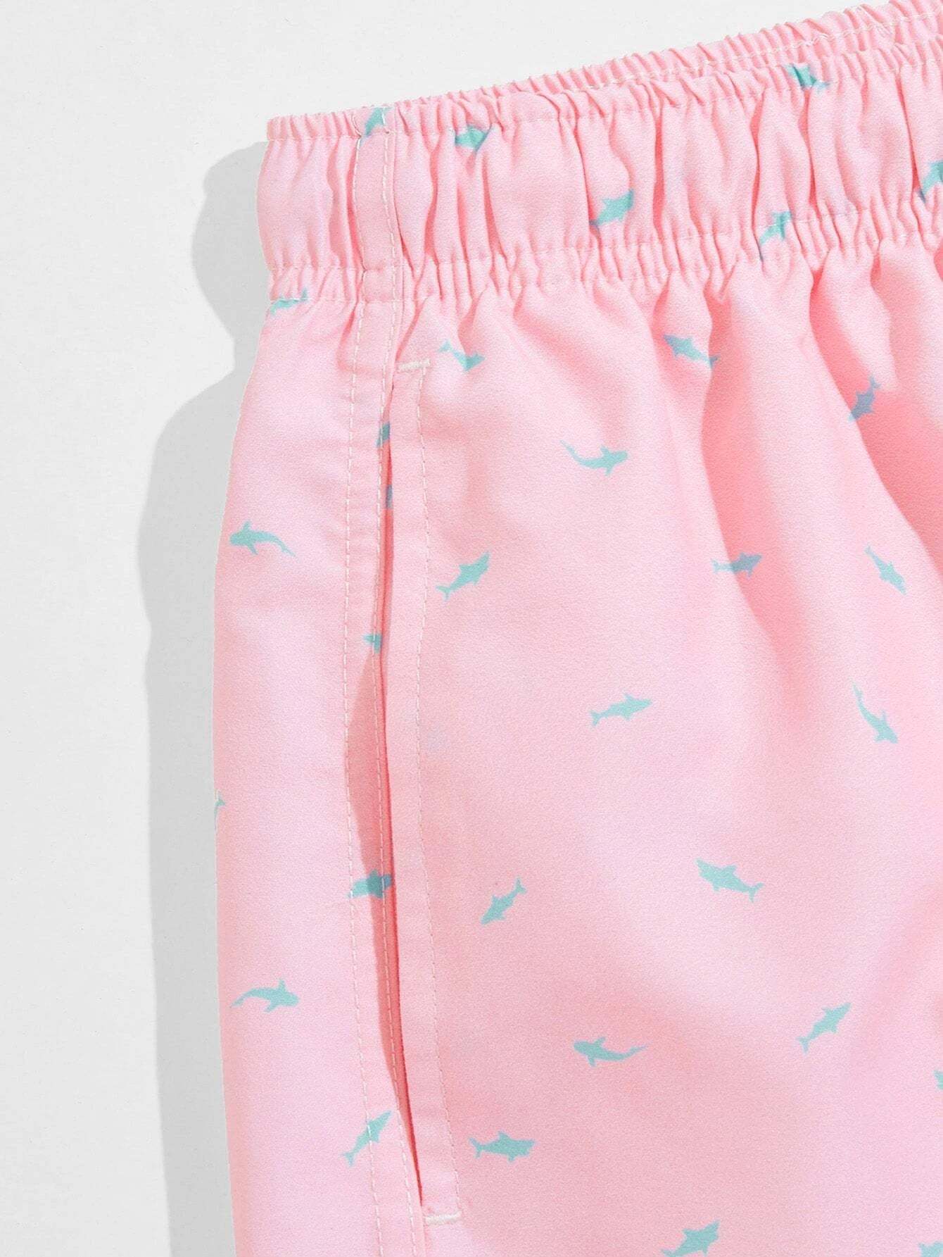 All Over Print Drawstring Waist Non Stretch Swim Trunks-Waves And Trunks