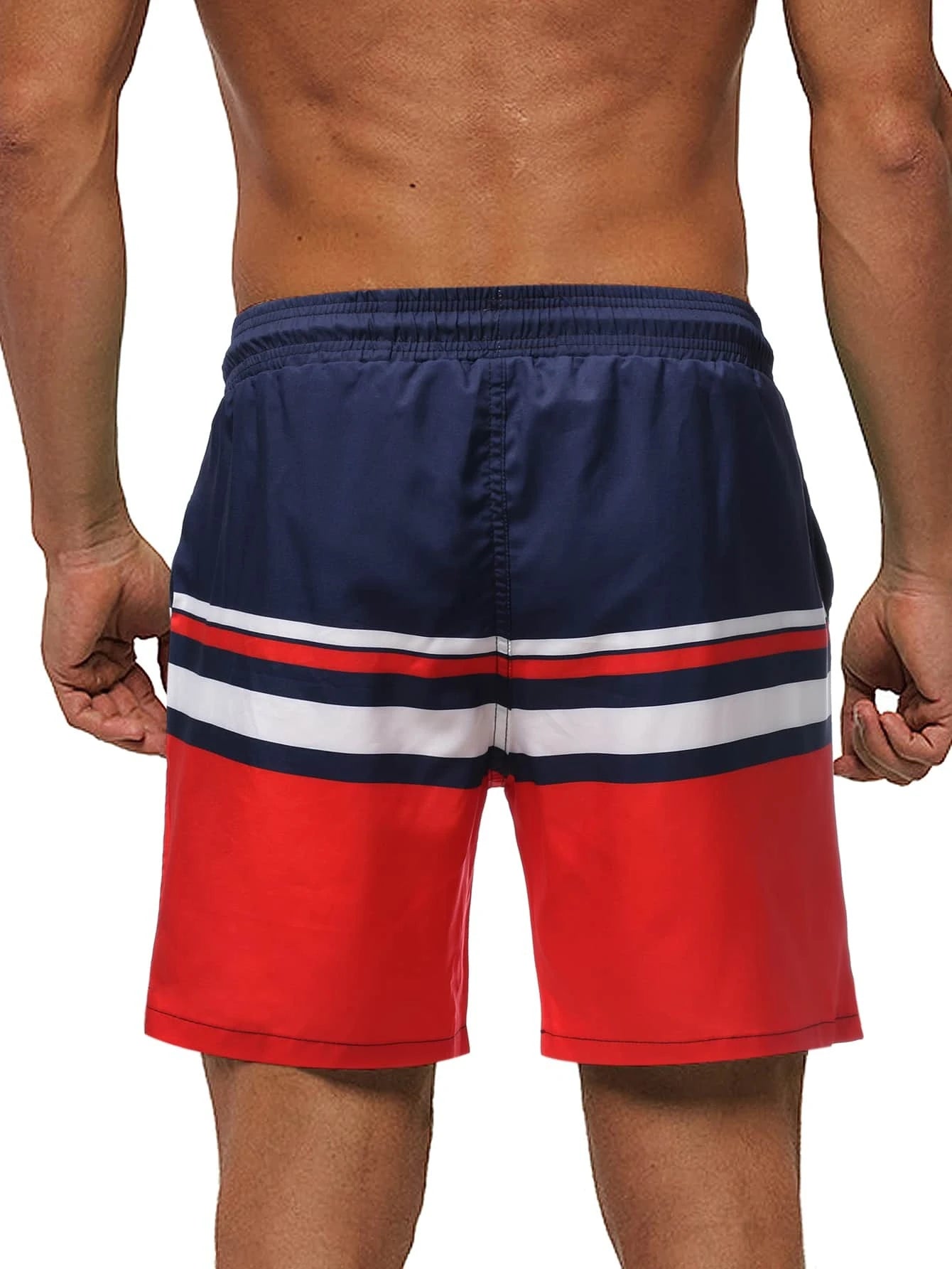 Striped Print Comfort Swim Shorts-Waves And Trunks